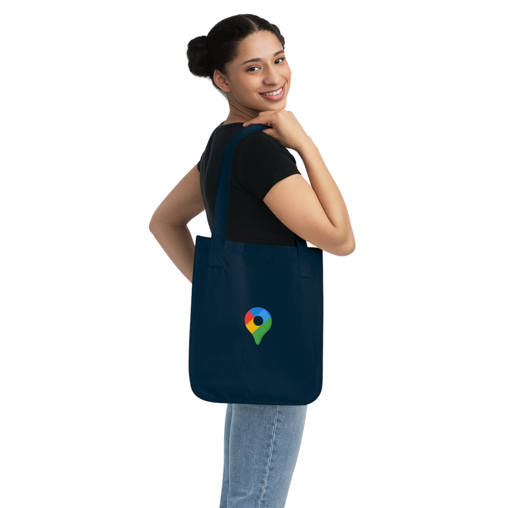 Google Location Canvas Tote Bag — Minimal Map Pin Logo Eco Tote