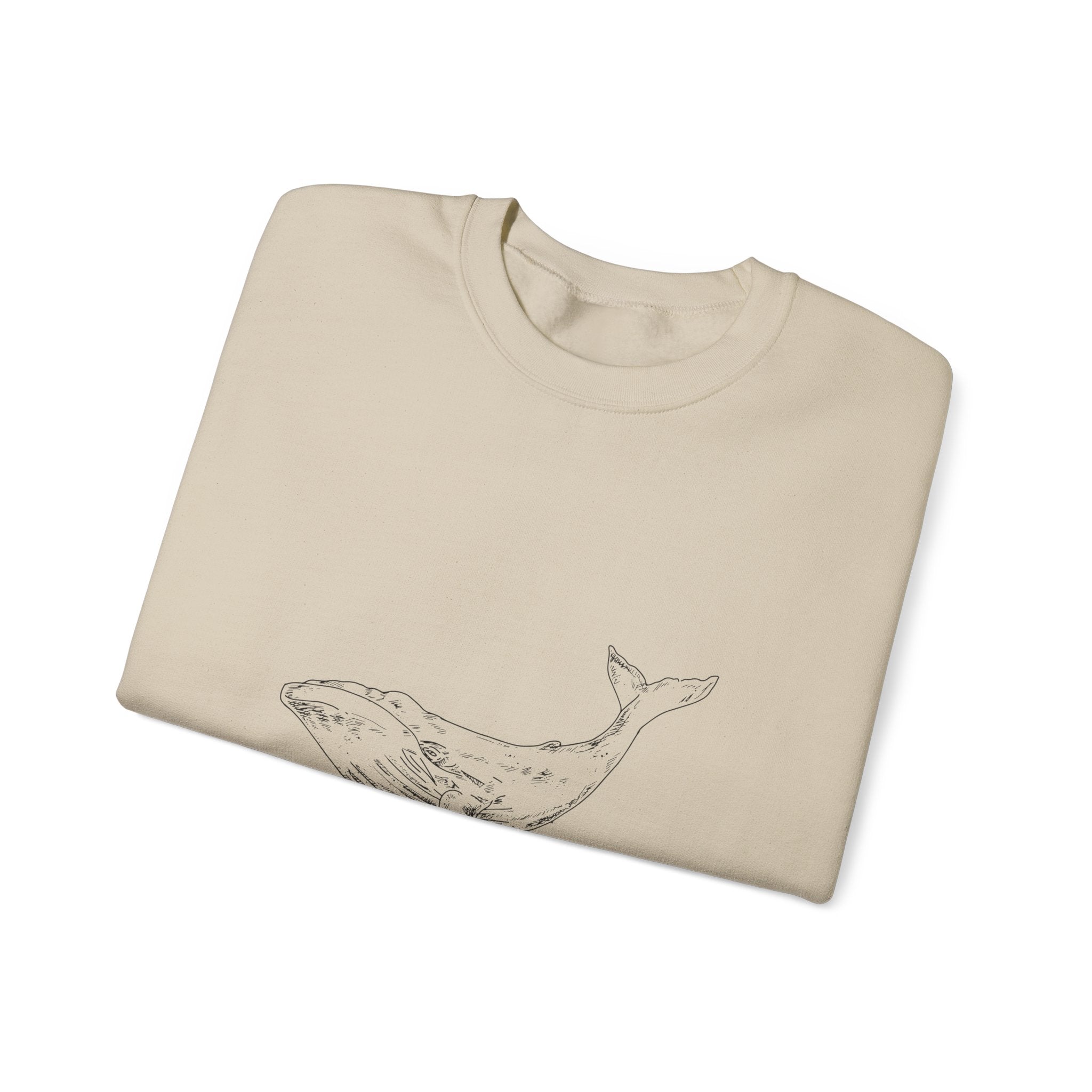 Whale Sketch Crewneck Sweatshirt — Minimalist Ocean Whale Graphic