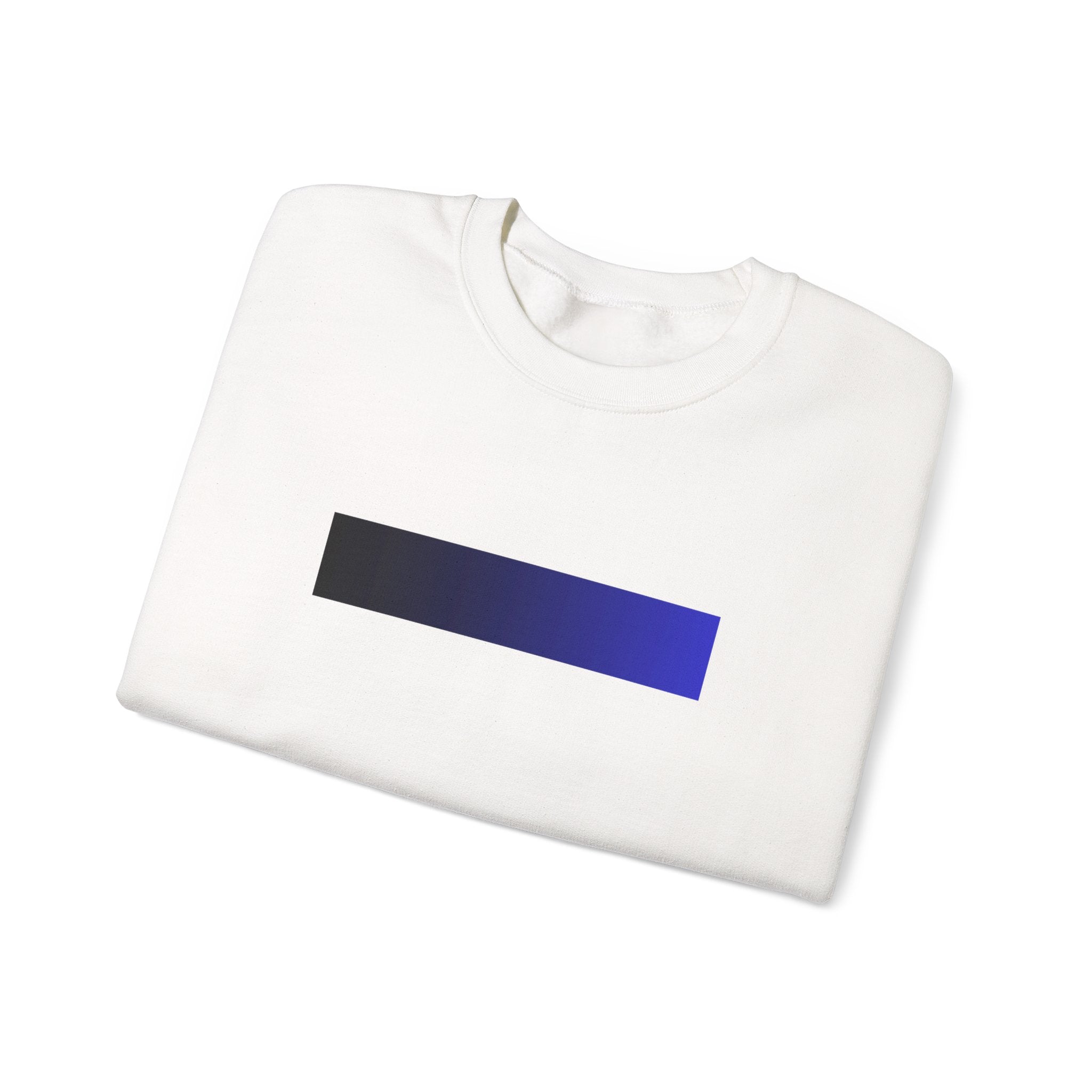 Minimal Gradient Bar Crewneck Sweatshirt — Modern Blue-to-Black Graphic