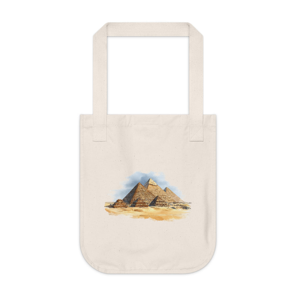 Canvas Tote Bag — Watercolor Pyramids Travel Tote (Egypt Pyramid Illustration)