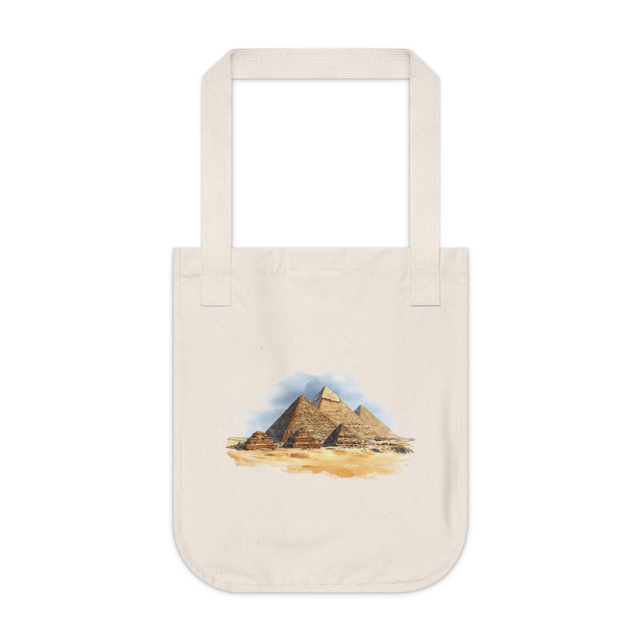Canvas Tote Bag — Watercolor Pyramids Travel Tote (Egypt Pyramid Illustration)