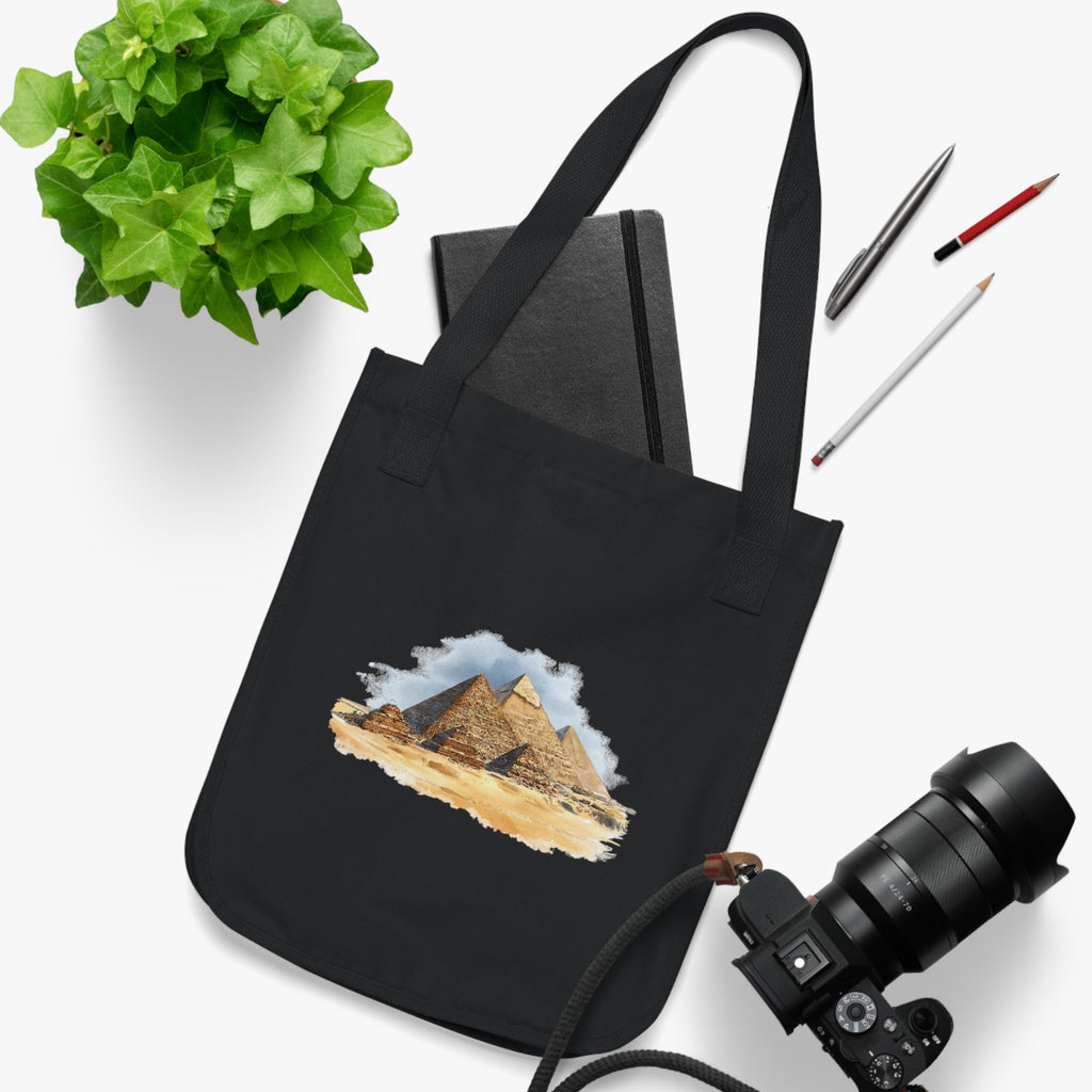 Canvas Tote Bag — Watercolor Pyramids Travel Tote (Egypt Pyramid Illustration)