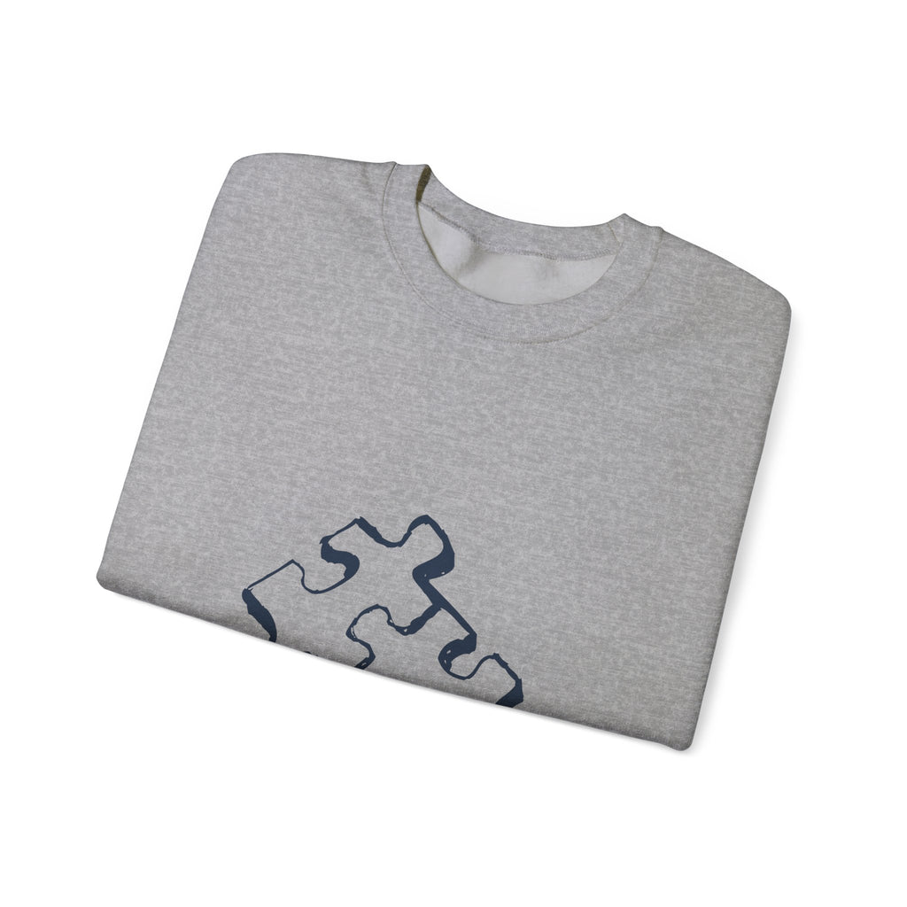 Puzzle Piece Crewneck Sweatshirt — Minimalist Jigsaw Graphic Pullover