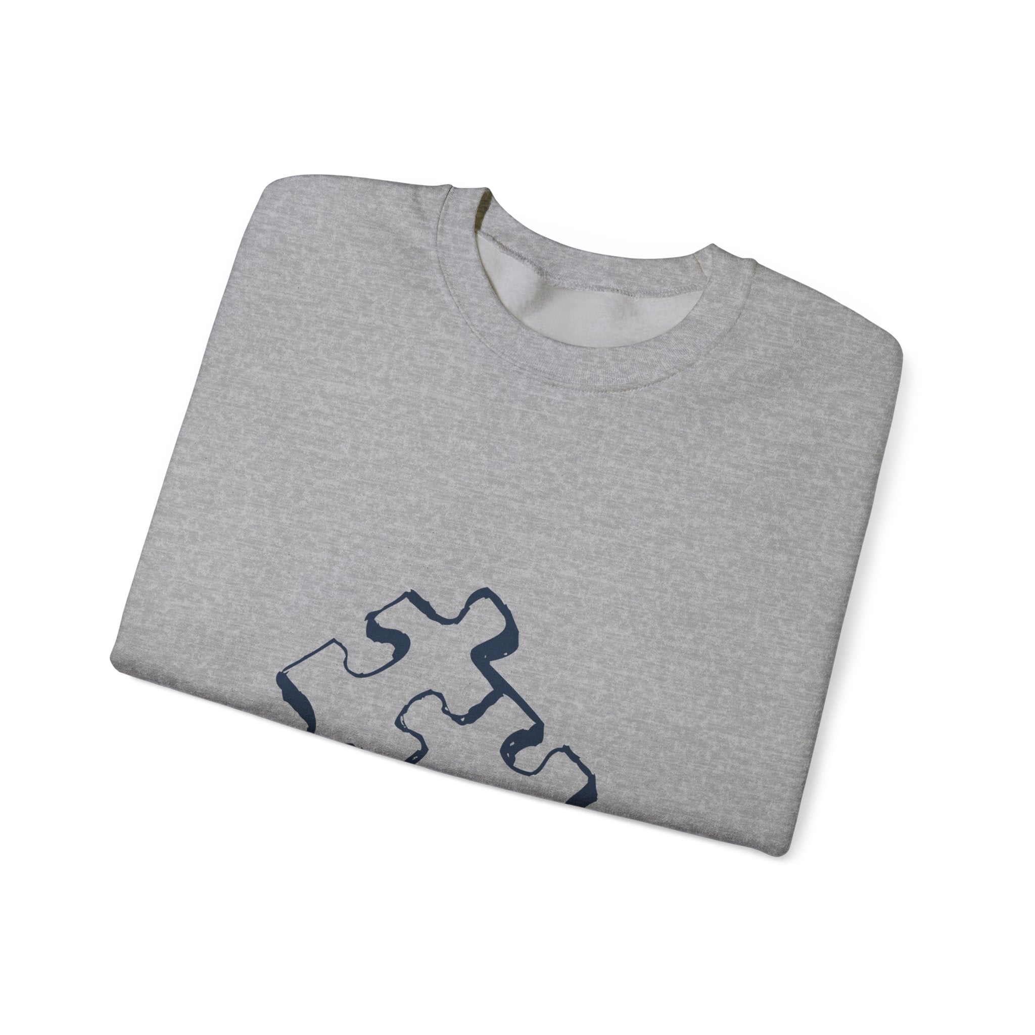 Puzzle Piece Crewneck Sweatshirt — Minimalist Jigsaw Graphic Pullover