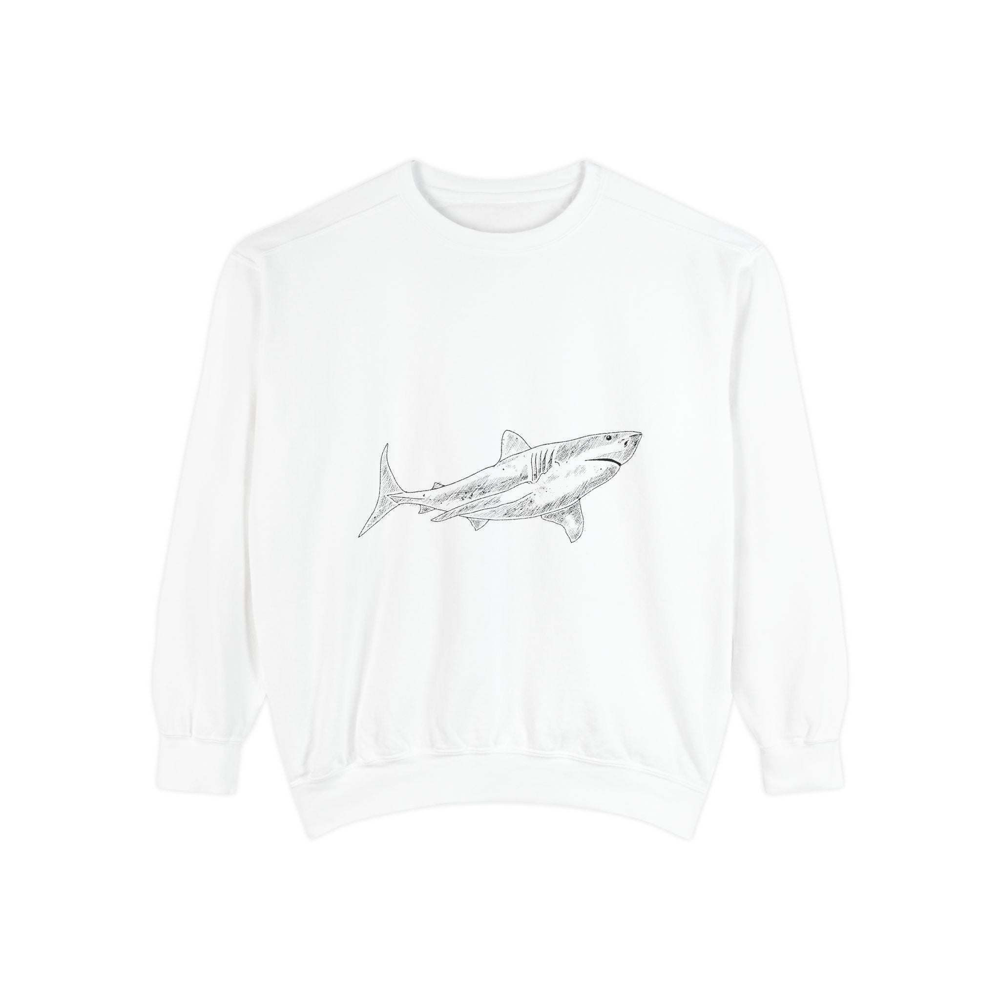 Shark Sketch Sweatshirt — Minimal Ocean Graphic Pullover