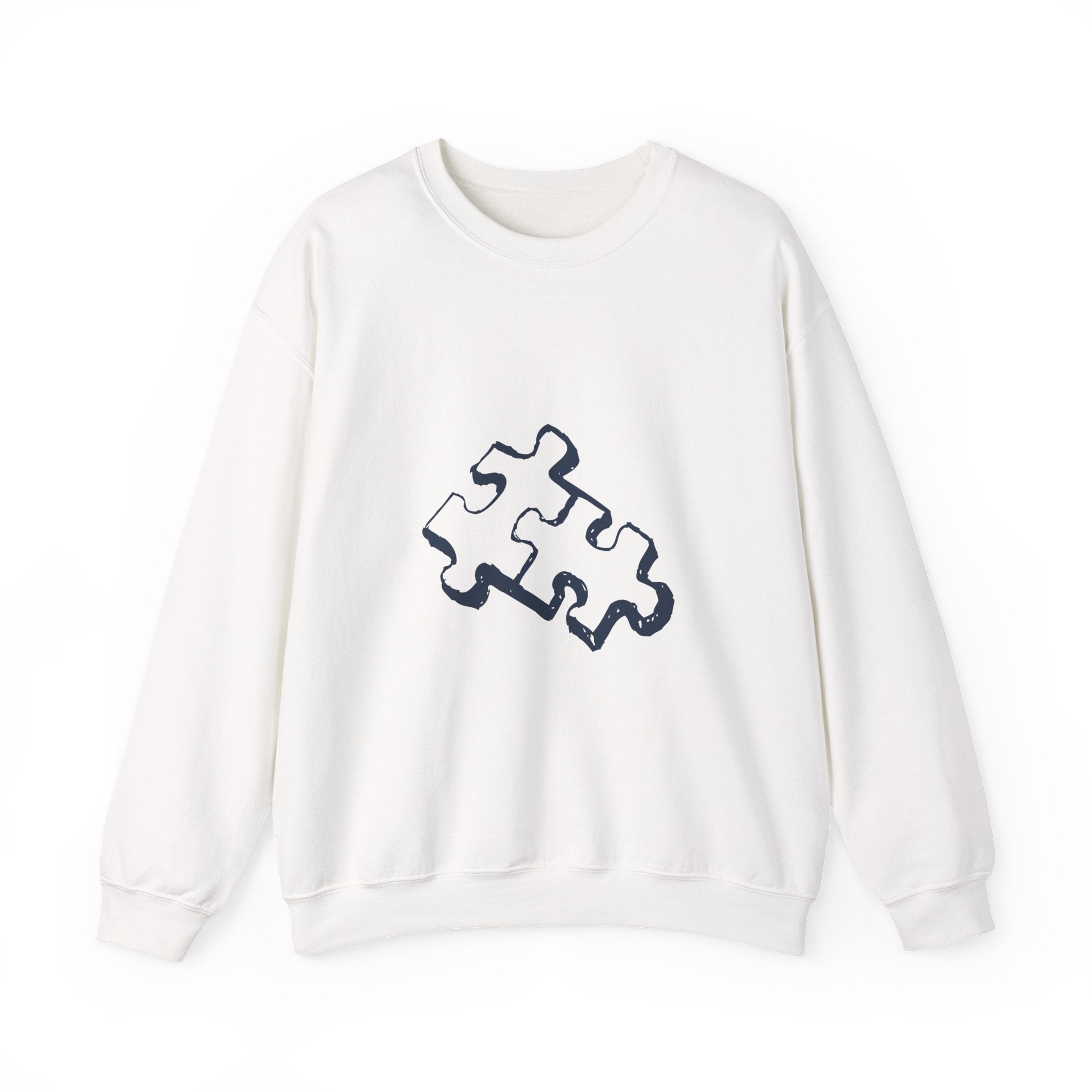Puzzle Piece Crewneck Sweatshirt — Minimalist Jigsaw Graphic Pullover