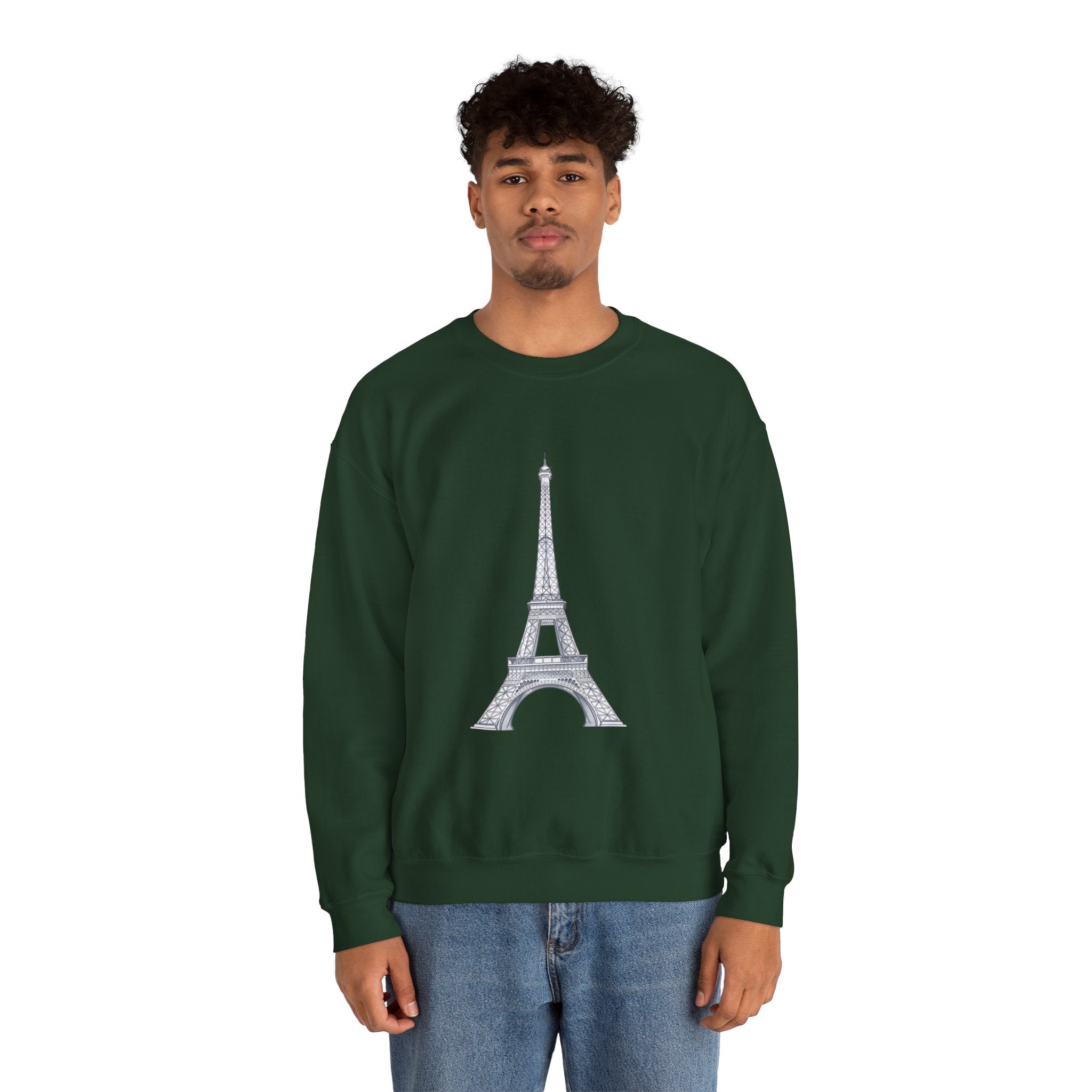 Eiffel Tower Graphic Crewneck Sweatshirt – Paris Skyline Pullover