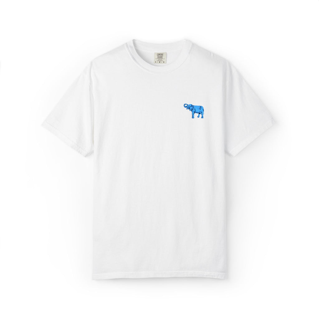 Blue Elephant-Dyed Graphic T-Shirt with Blue Design