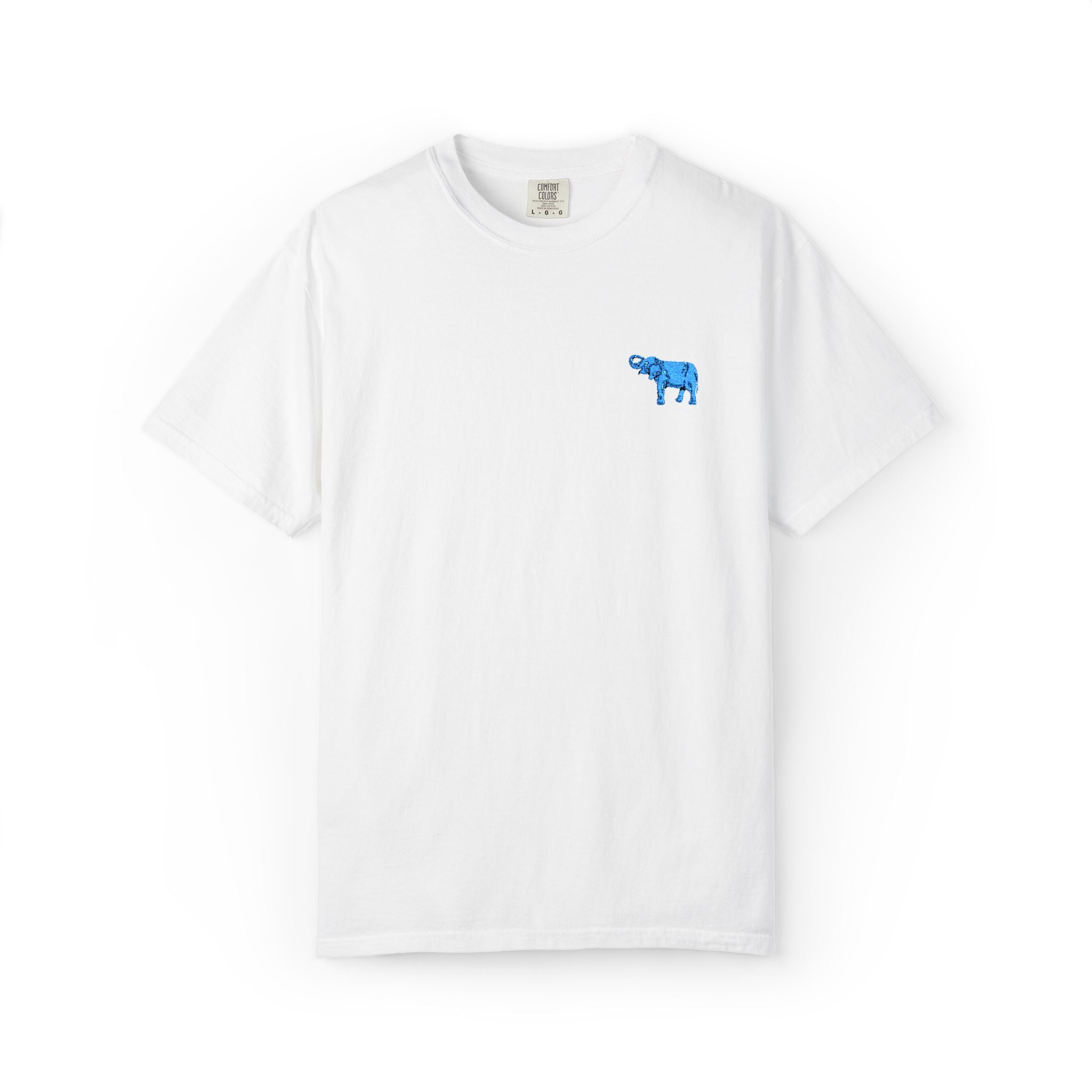Blue Elephant-Dyed Graphic T-Shirt with Blue Design