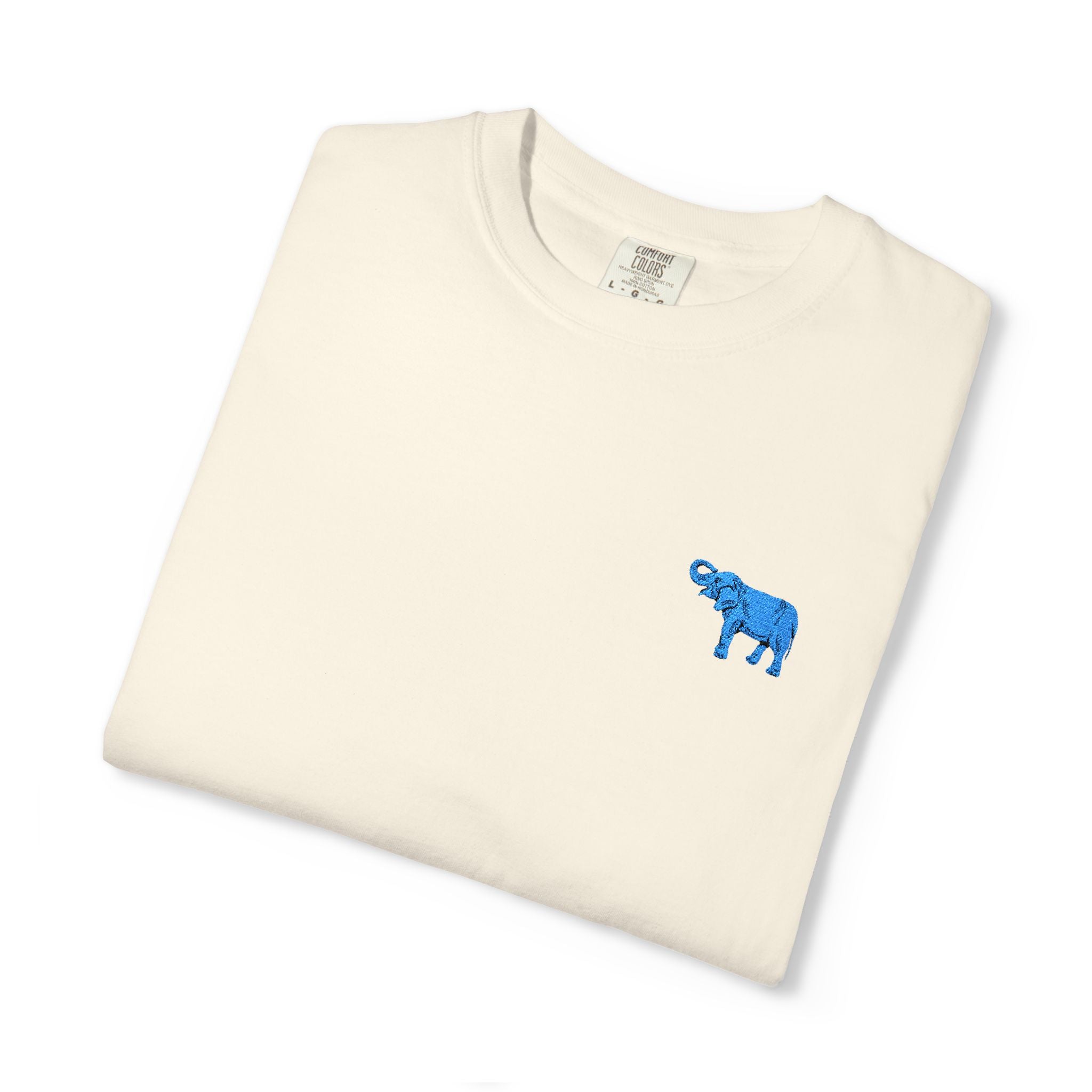 Blue Elephant-Dyed Graphic T-Shirt with Blue Design