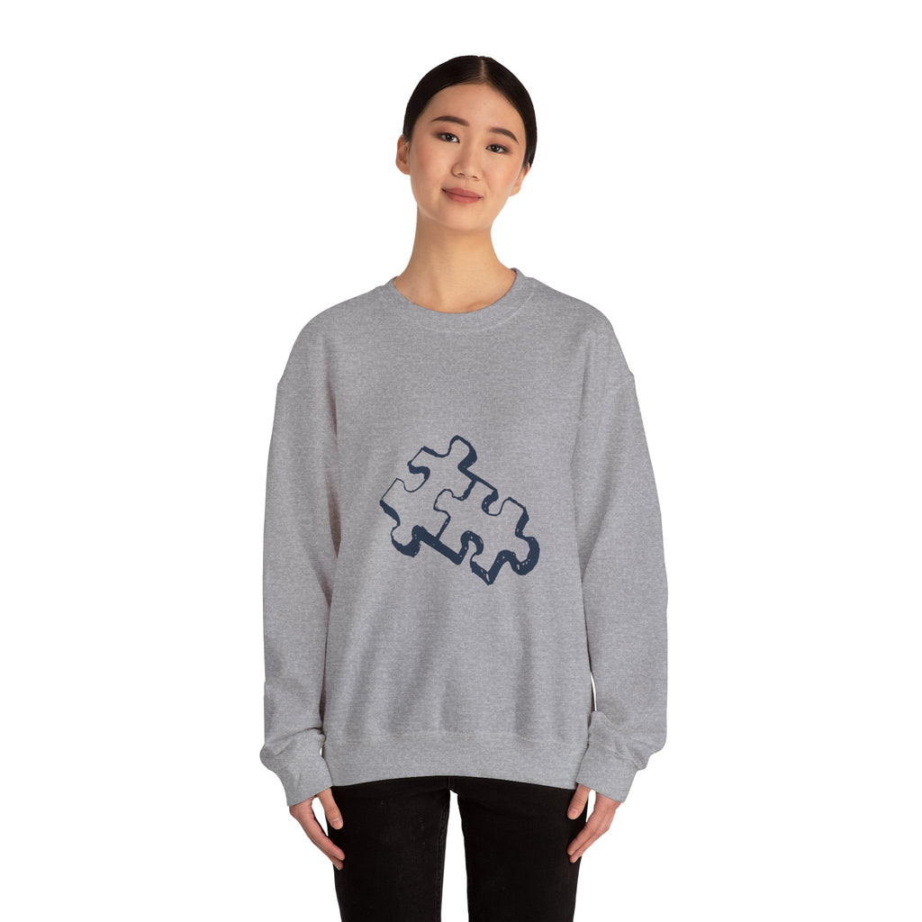 Puzzle Piece Crewneck Sweatshirt — Minimalist Jigsaw Graphic Pullover