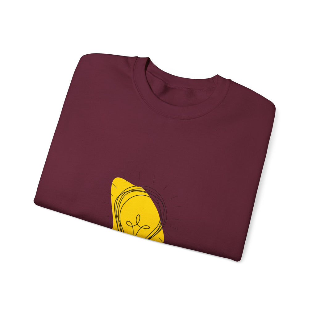 Lightbulb Sketch Crewneck Sweatshirt — Minimalist Yellow Idea Graphic