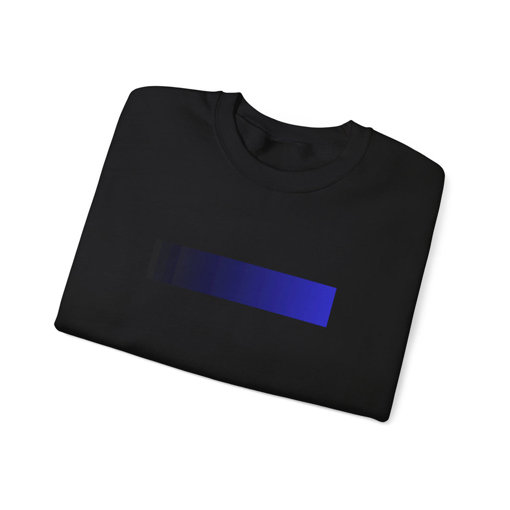 Minimal Gradient Bar Crewneck Sweatshirt — Modern Blue-to-Black Graphic