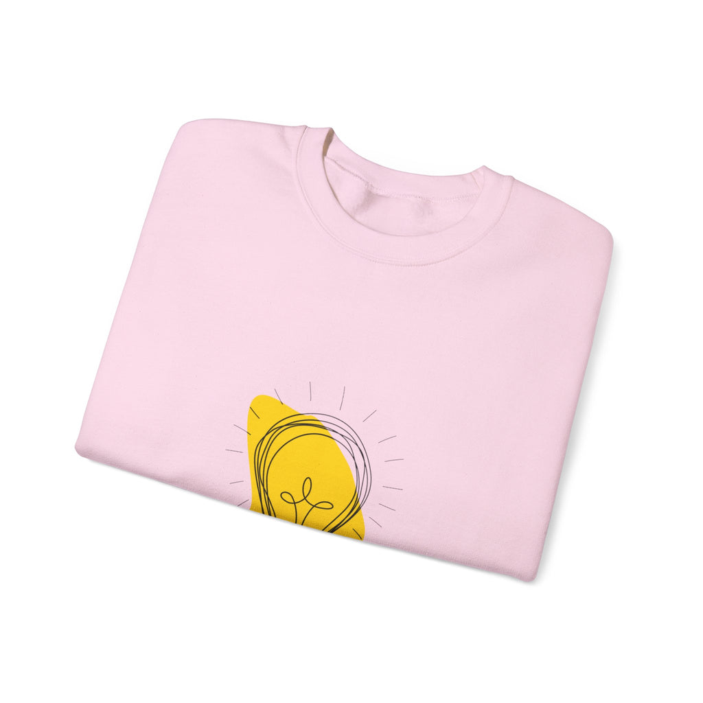 Lightbulb Sketch Crewneck Sweatshirt — Minimalist Yellow Idea Graphic