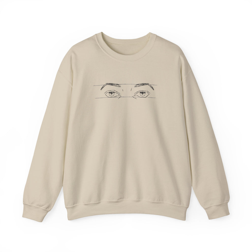 Crewneck Sweatshirt — Minimal Line Art Eyes Graphic