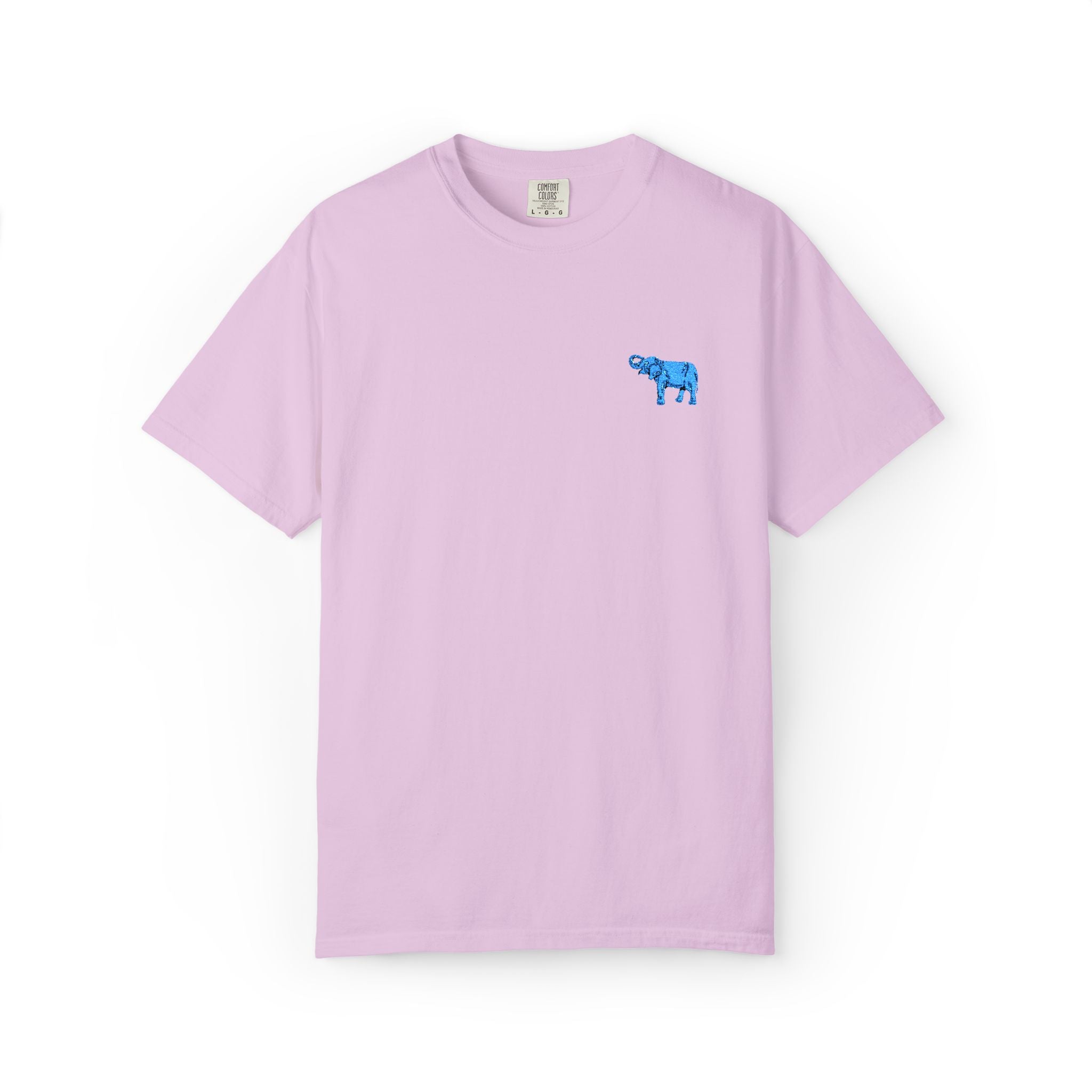Blue Elephant-Dyed Graphic T-Shirt with Blue Design