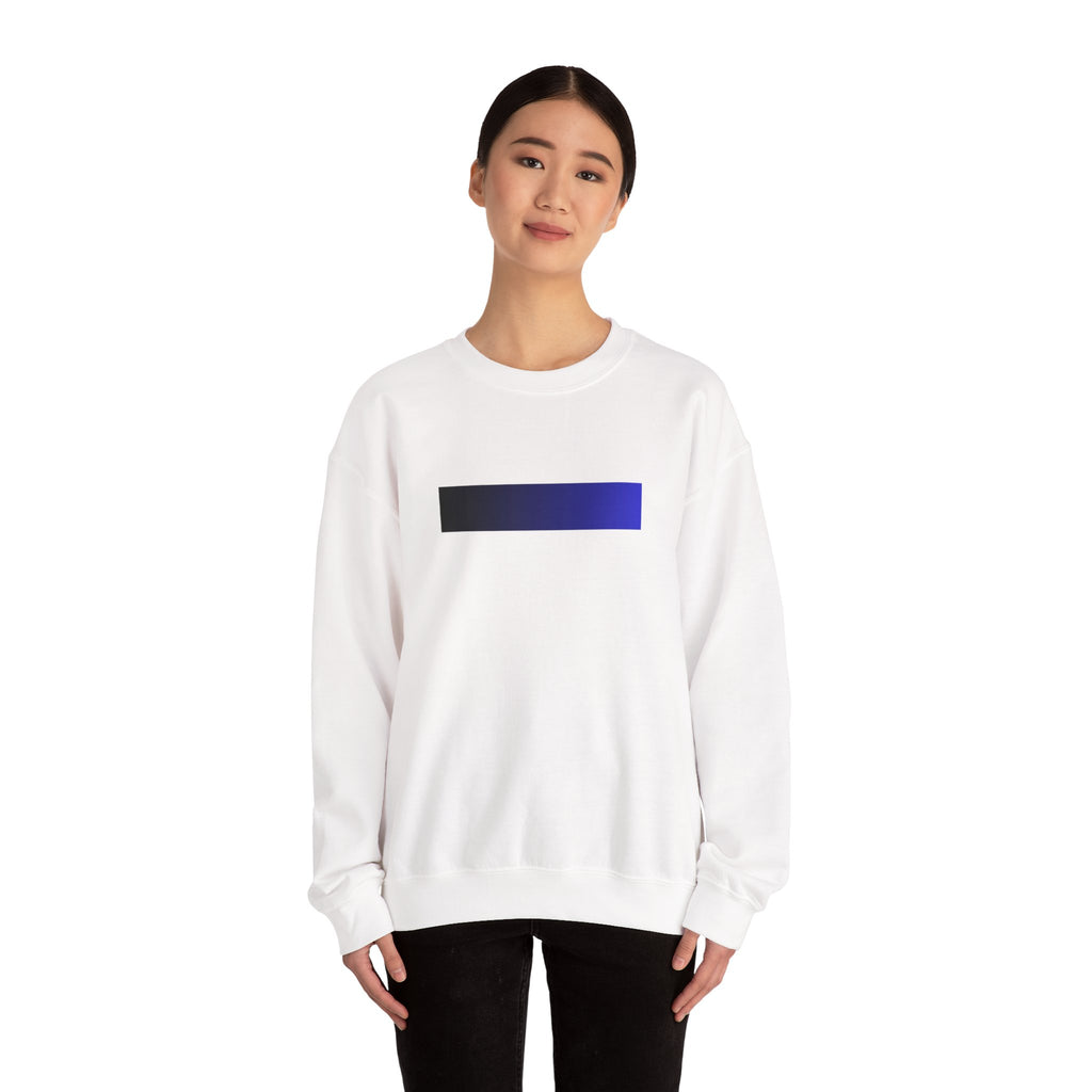 Minimal Gradient Bar Crewneck Sweatshirt — Modern Blue-to-Black Graphic