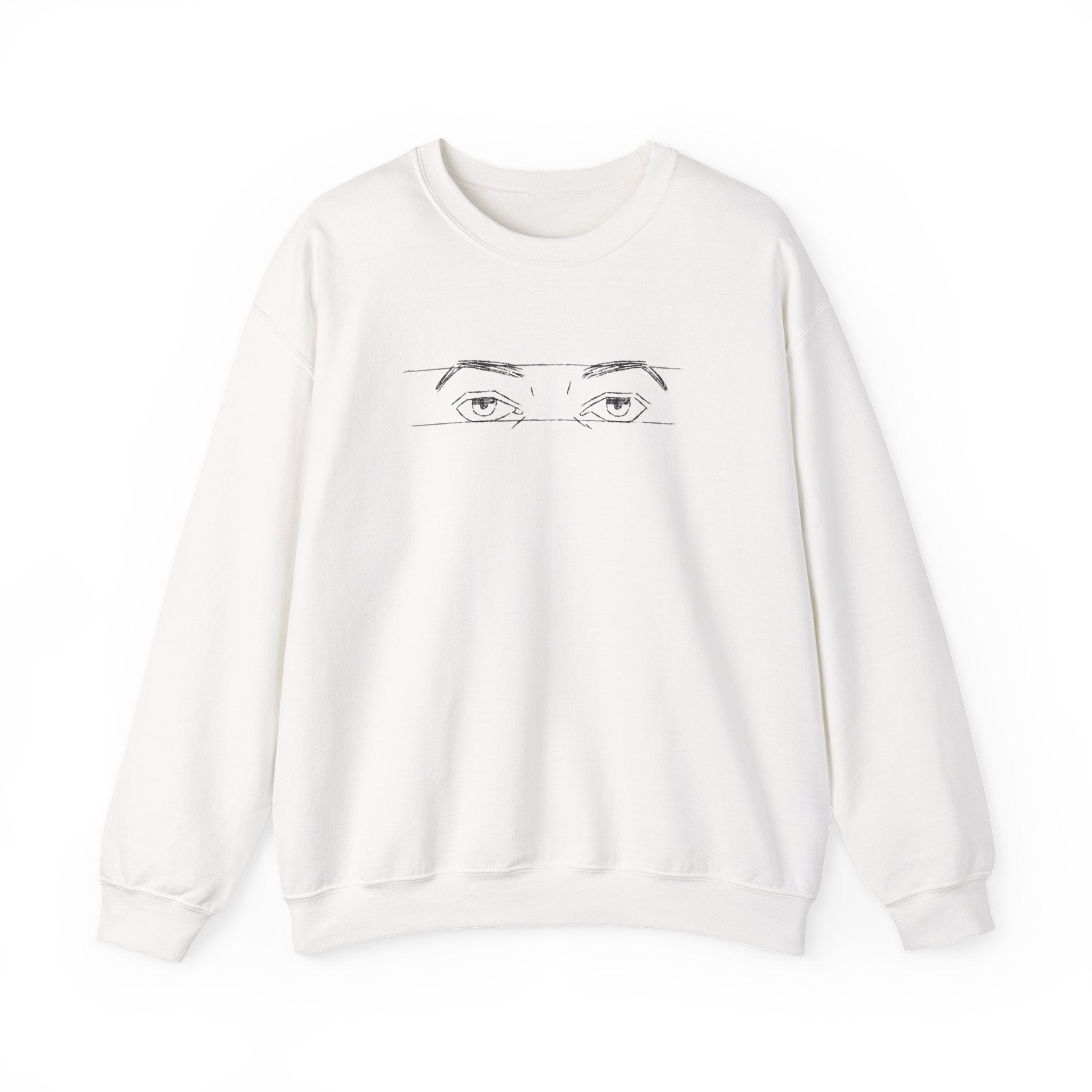 Crewneck Sweatshirt — Minimal Line Art Eyes Graphic