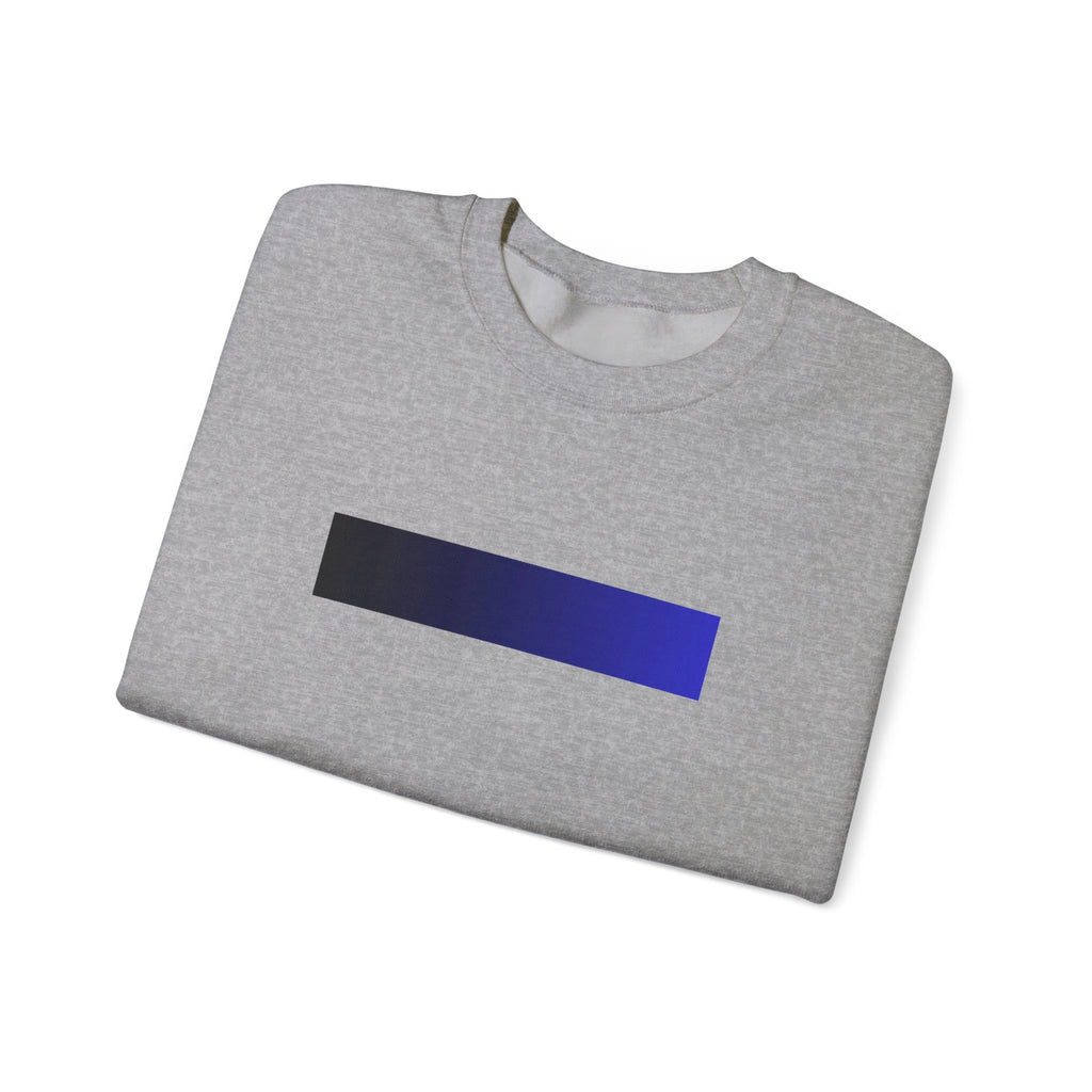 Minimal Gradient Bar Crewneck Sweatshirt — Modern Blue-to-Black Graphic
