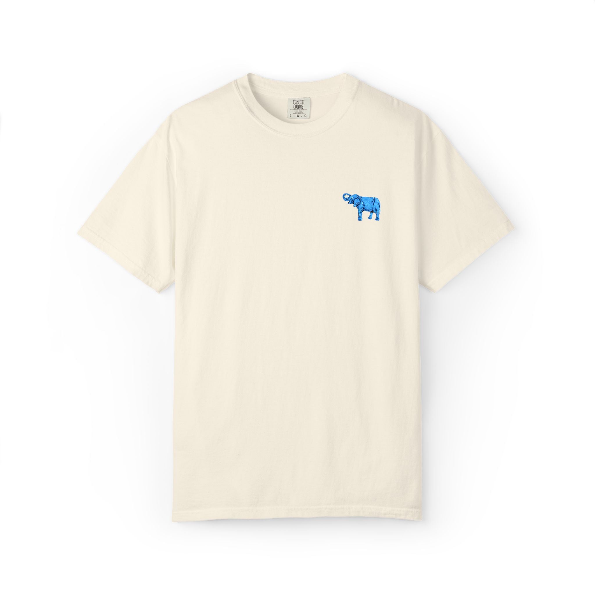 Blue Elephant-Dyed Graphic T-Shirt with Blue Design