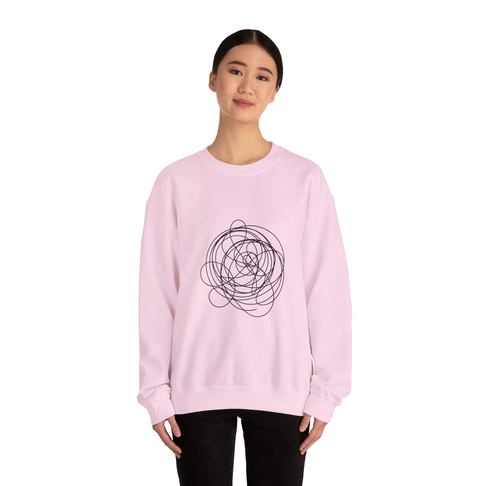 Abstract Scribble Crewneck Sweatshirt — Minimal Line Art Pullover