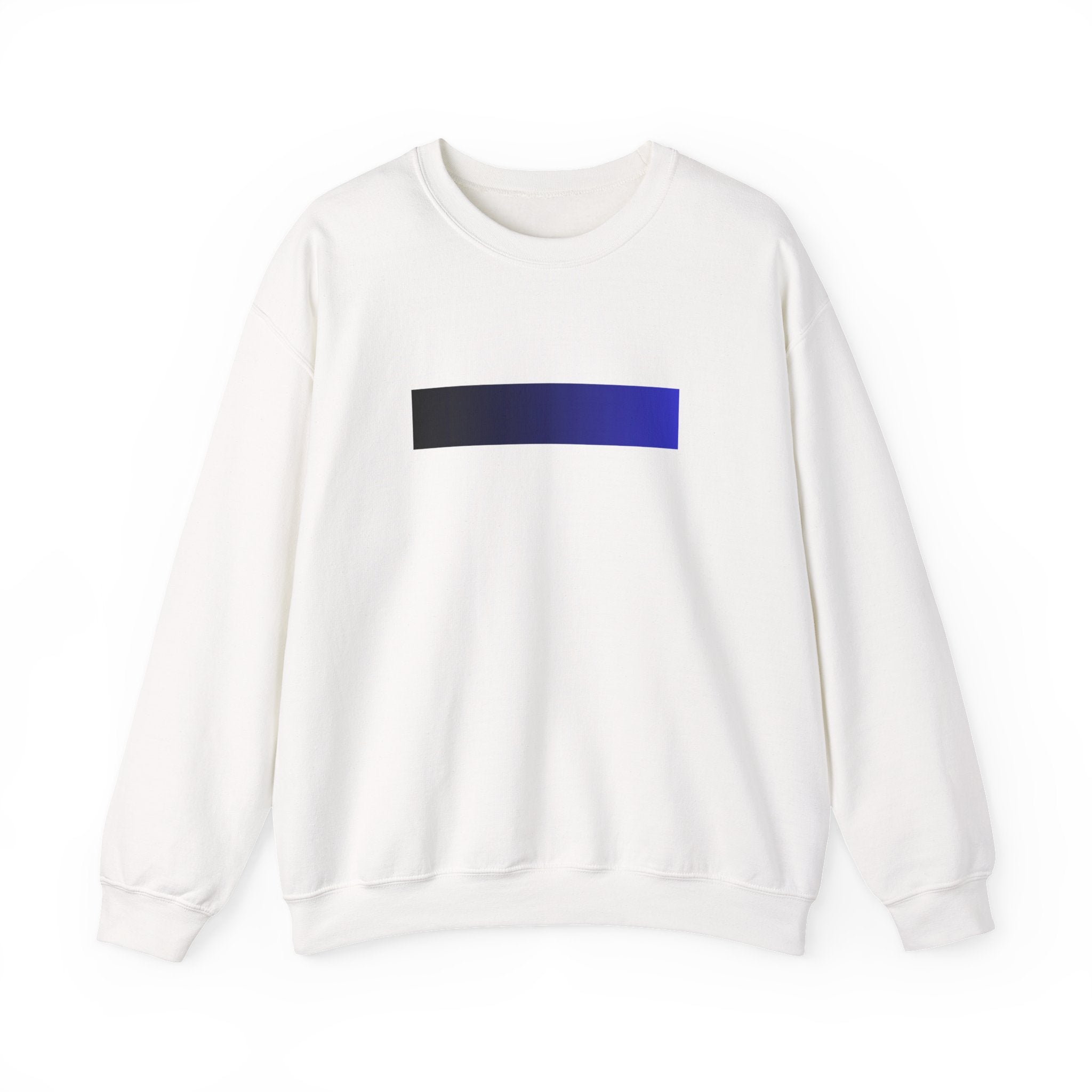 Minimal Gradient Bar Crewneck Sweatshirt — Modern Blue-to-Black Graphic