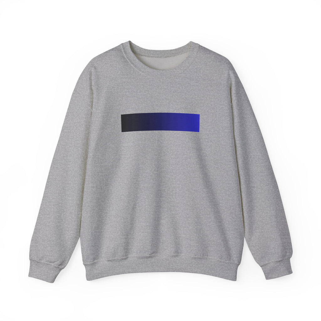 Minimal Gradient Bar Crewneck Sweatshirt — Modern Blue-to-Black Graphic