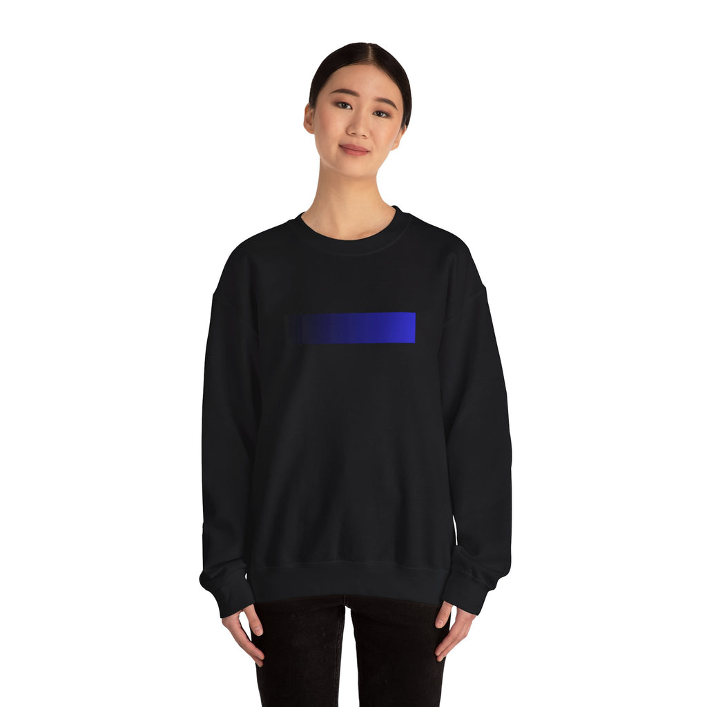 Minimal Gradient Bar Crewneck Sweatshirt — Modern Blue-to-Black Graphic