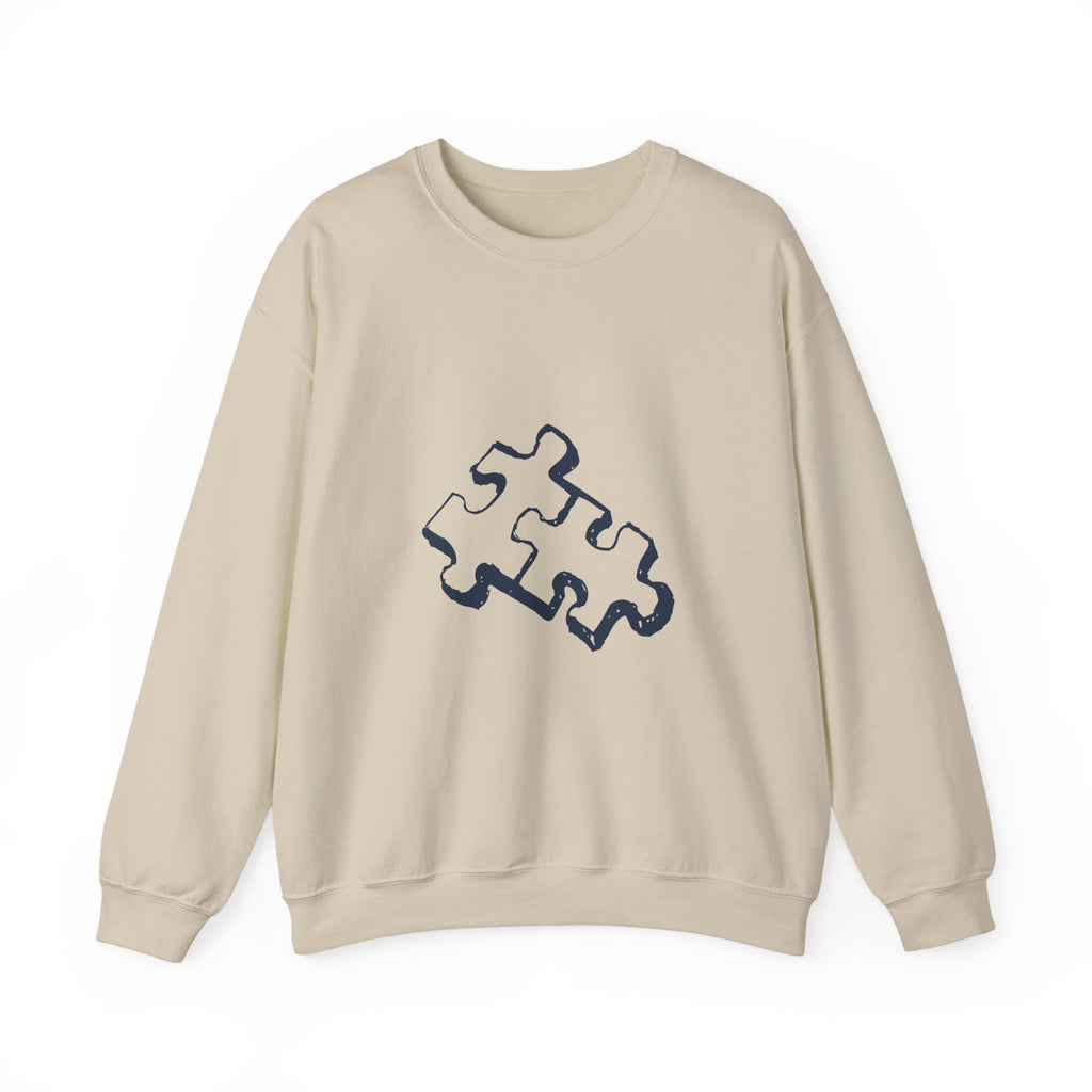 Puzzle Piece Crewneck Sweatshirt — Minimalist Jigsaw Graphic Pullover