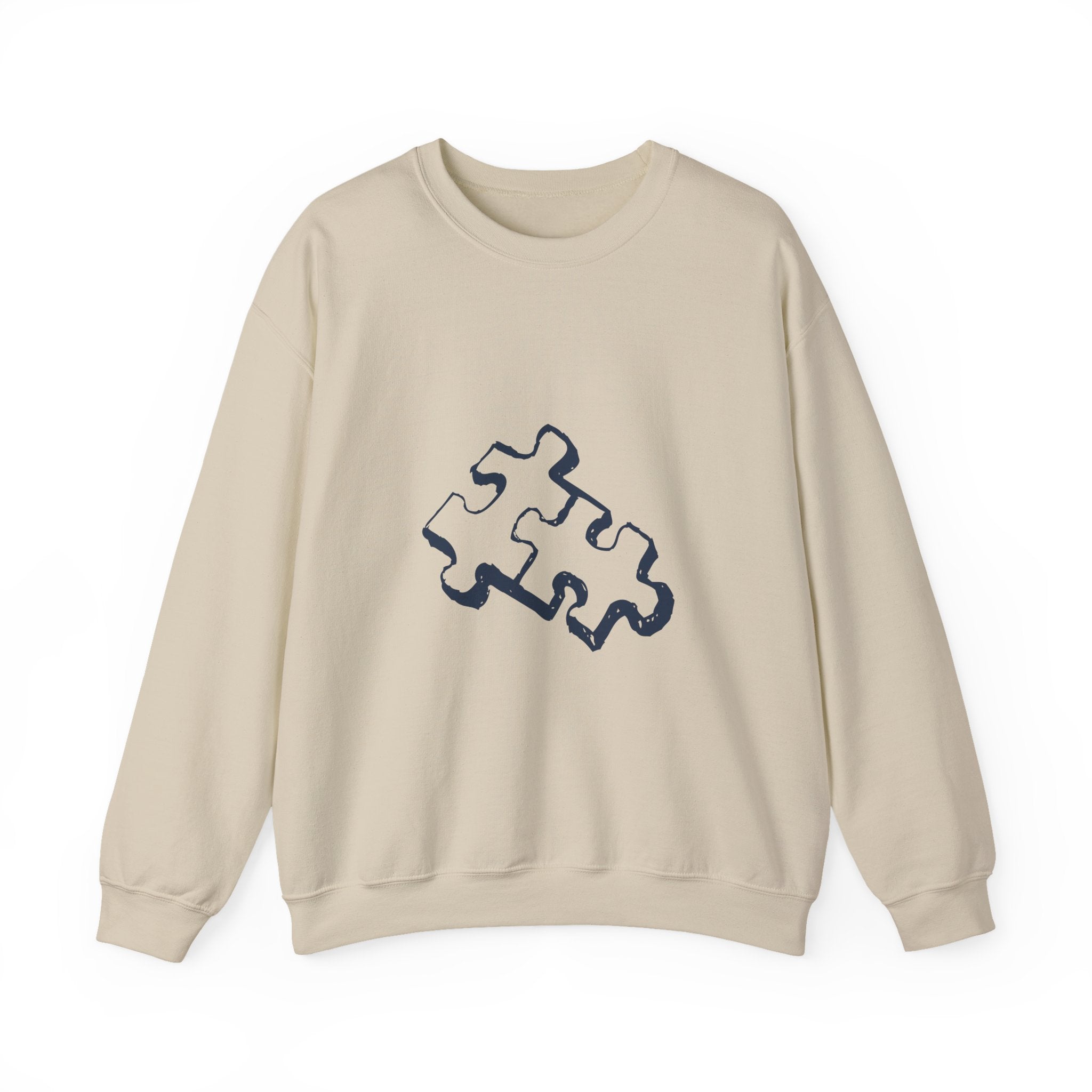 Puzzle Piece Crewneck Sweatshirt — Minimalist Jigsaw Graphic Pullover