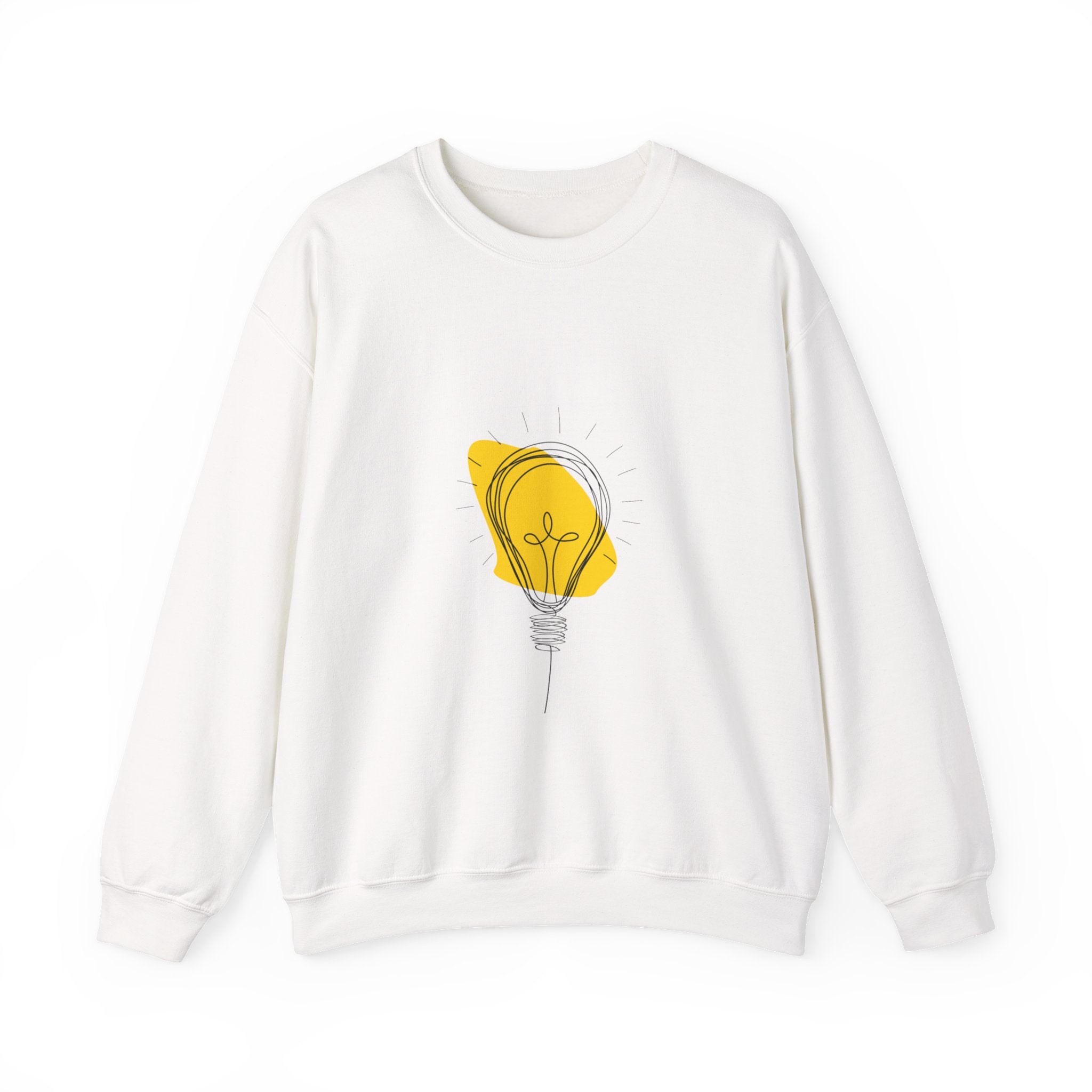 Lightbulb Sketch Crewneck Sweatshirt — Minimalist Yellow Idea Graphic