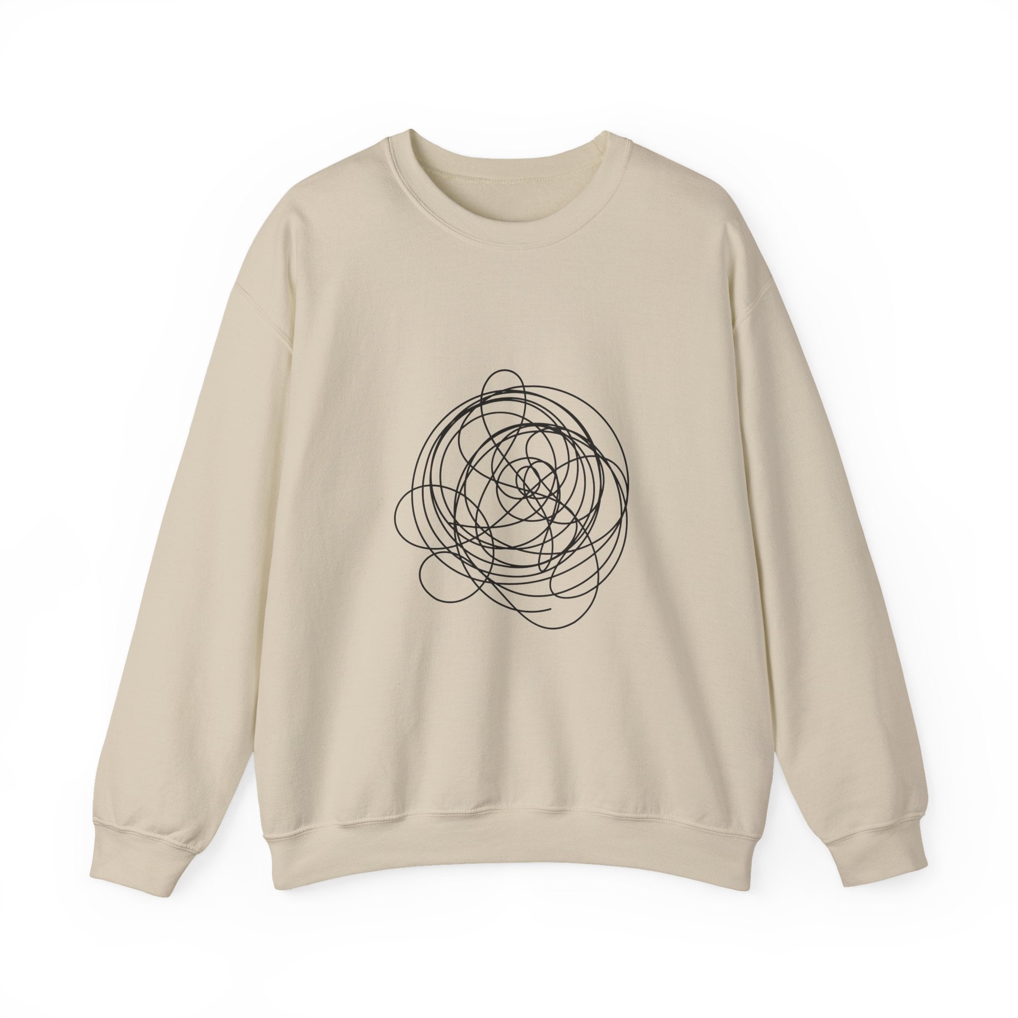 Abstract Scribble Crewneck Sweatshirt — Minimal Line Art Pullover