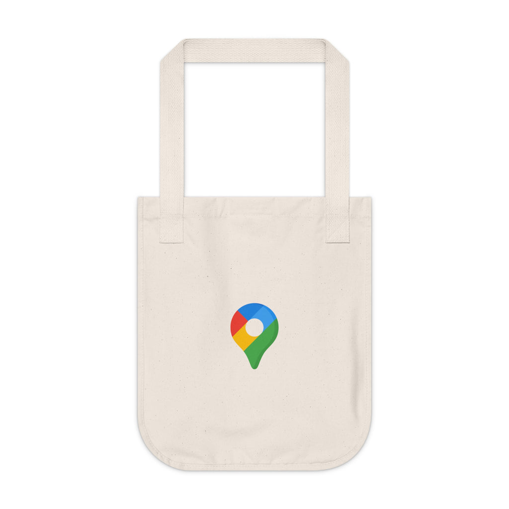 Google Location Canvas Tote Bag — Minimal Map Pin Logo Eco Tote