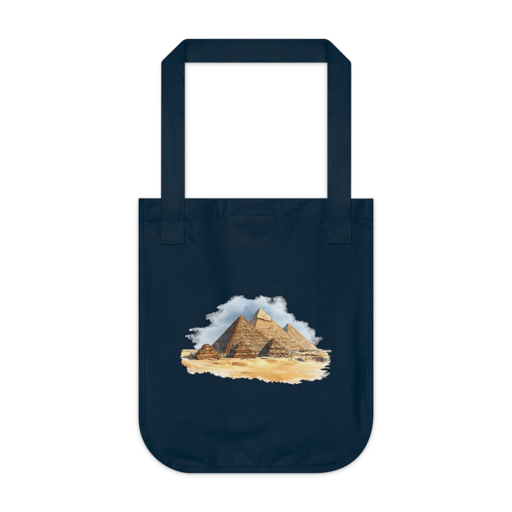 Canvas Tote Bag — Watercolor Pyramids Travel Tote (Egypt Pyramid Illustration)