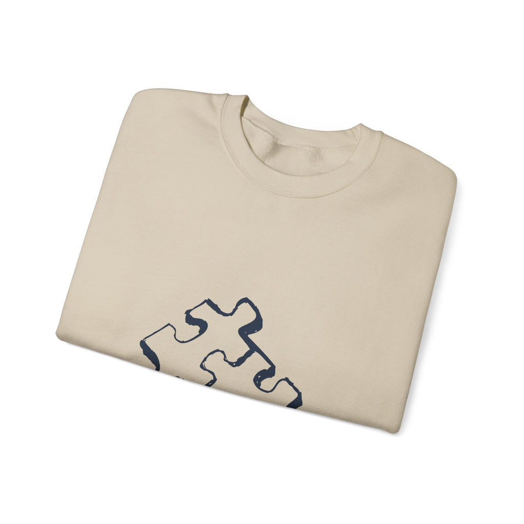 Puzzle Piece Crewneck Sweatshirt — Minimalist Jigsaw Graphic Pullover