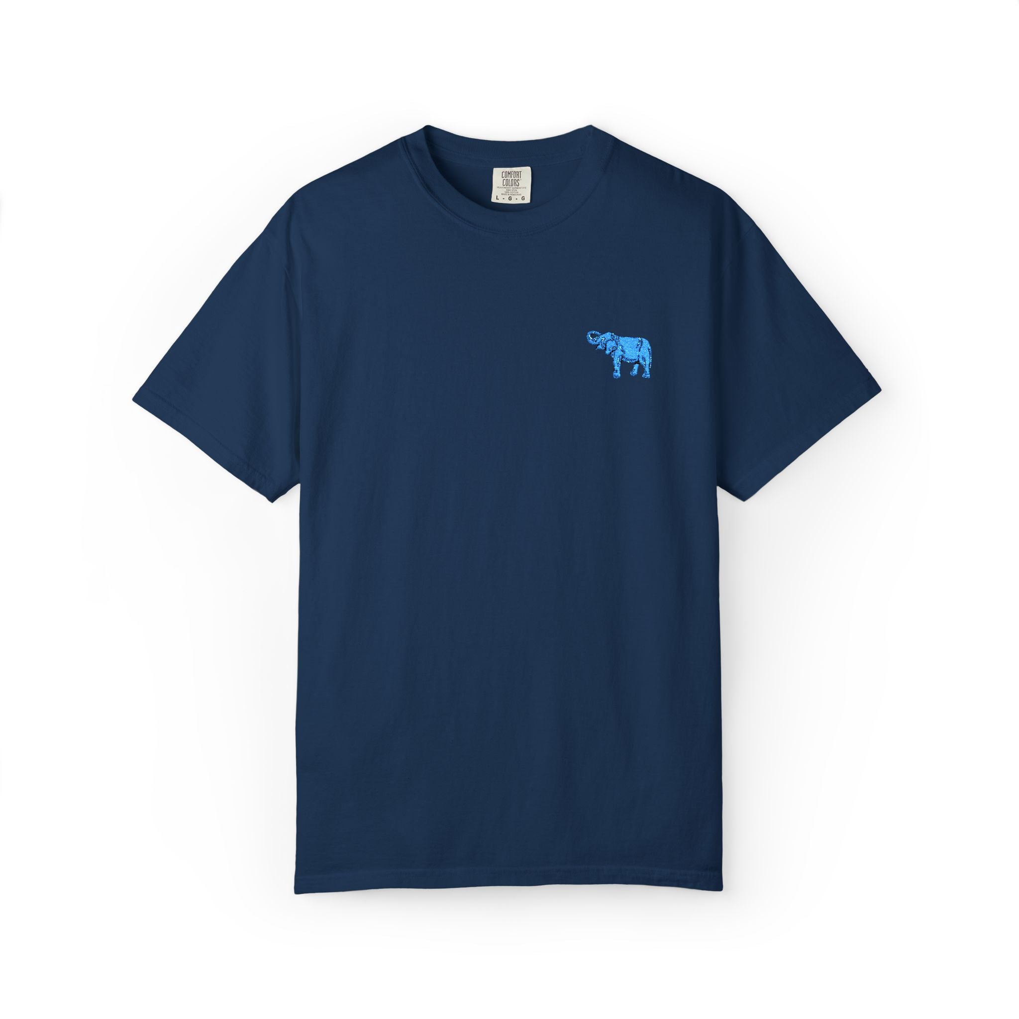 Blue Elephant-Dyed Graphic T-Shirt with Blue Design