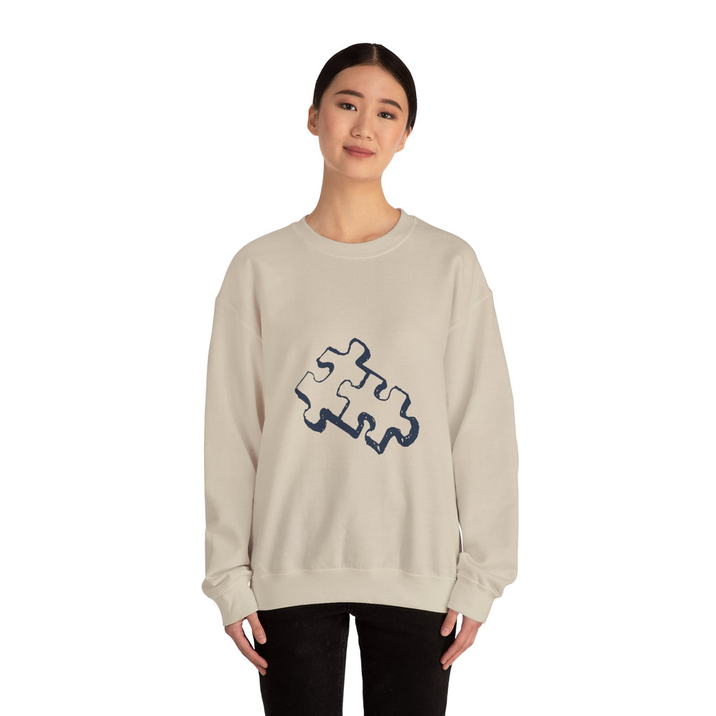 Puzzle Piece Crewneck Sweatshirt — Minimalist Jigsaw Graphic Pullover