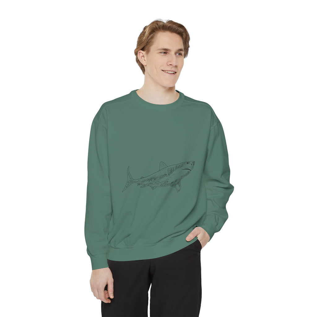 Shark Sketch Sweatshirt — Minimal Ocean Graphic Pullover
