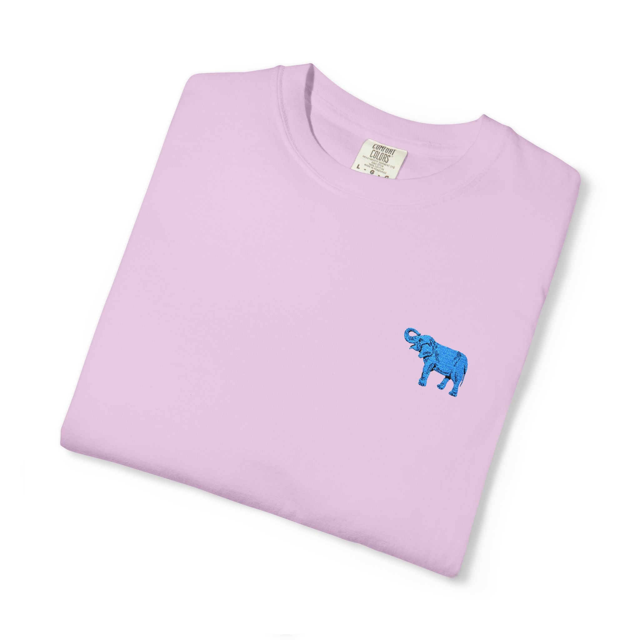 Blue Elephant-Dyed Graphic T-Shirt with Blue Design