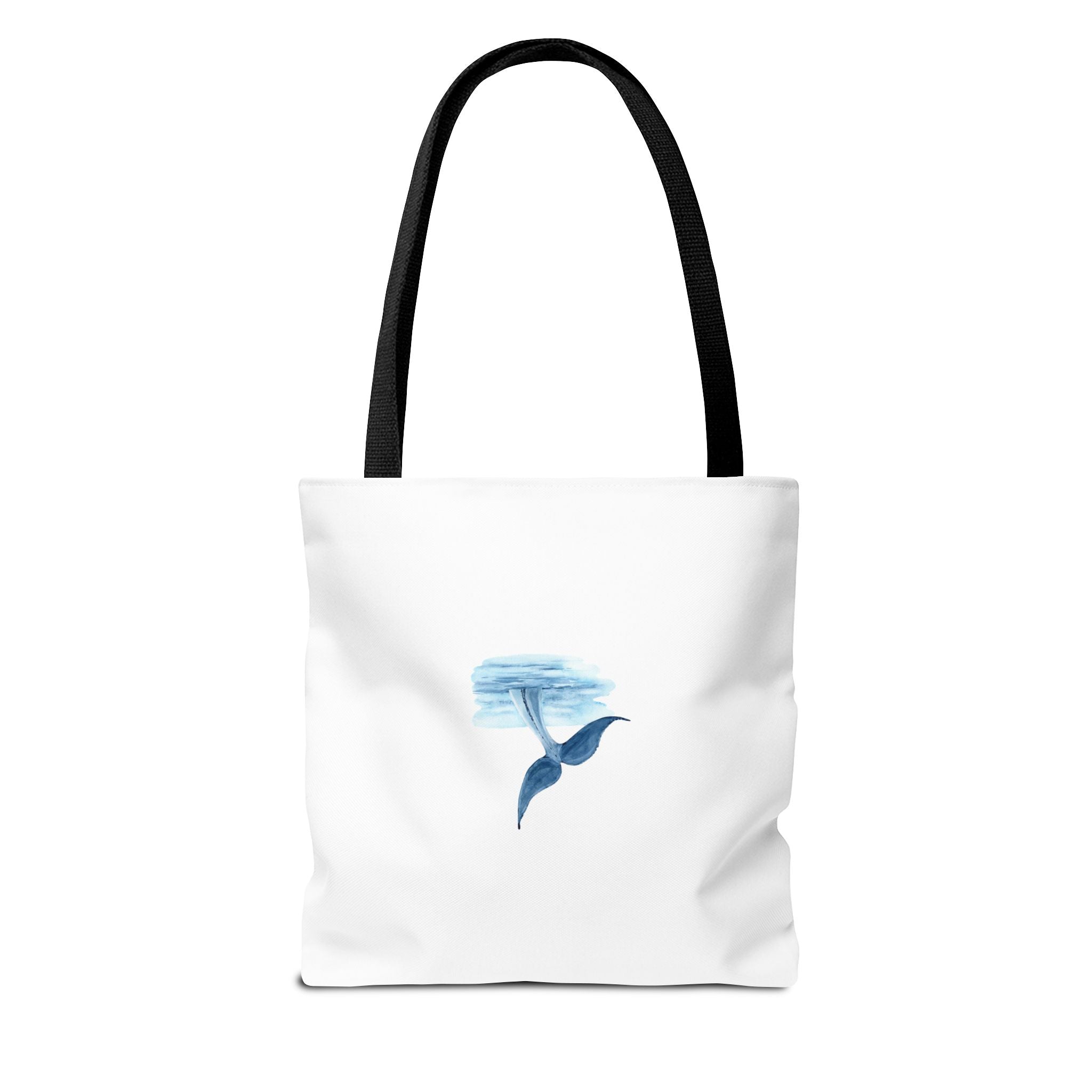 Whale Duo Tote Bag — Blue Ocean Watercolor Beach Shopper