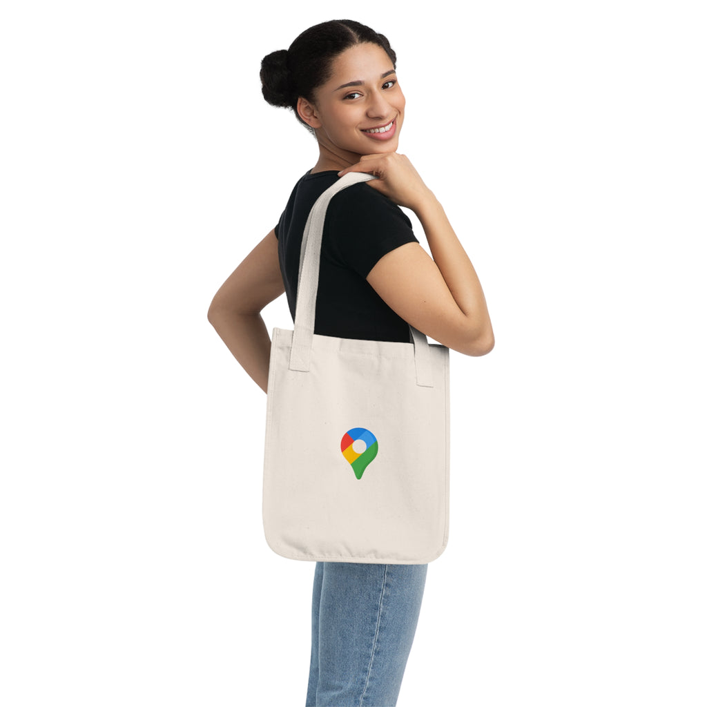 Google Location Canvas Tote Bag — Minimal Map Pin Logo Eco Tote