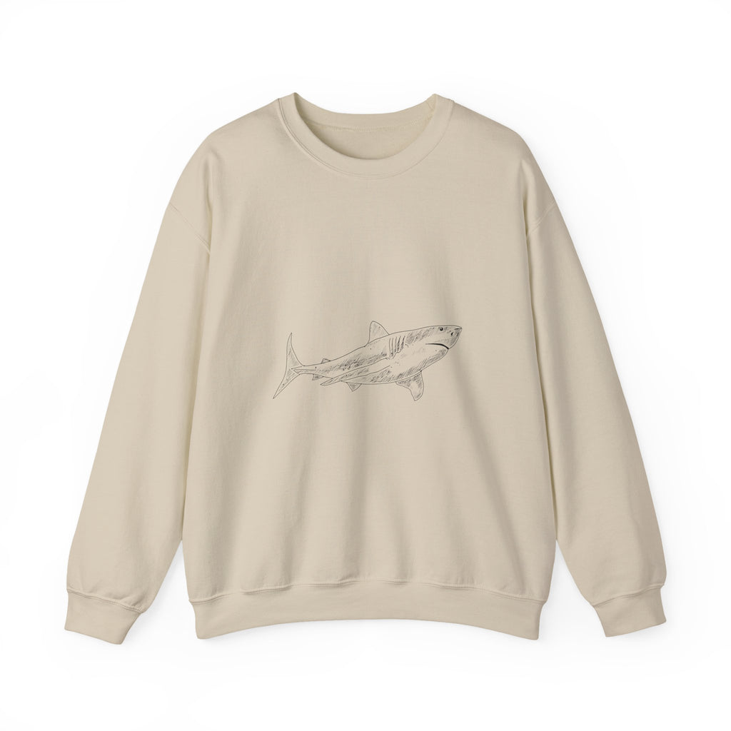 Shark Sketch Crewneck Sweatshirt — Minimal Ocean Graphic Pullover