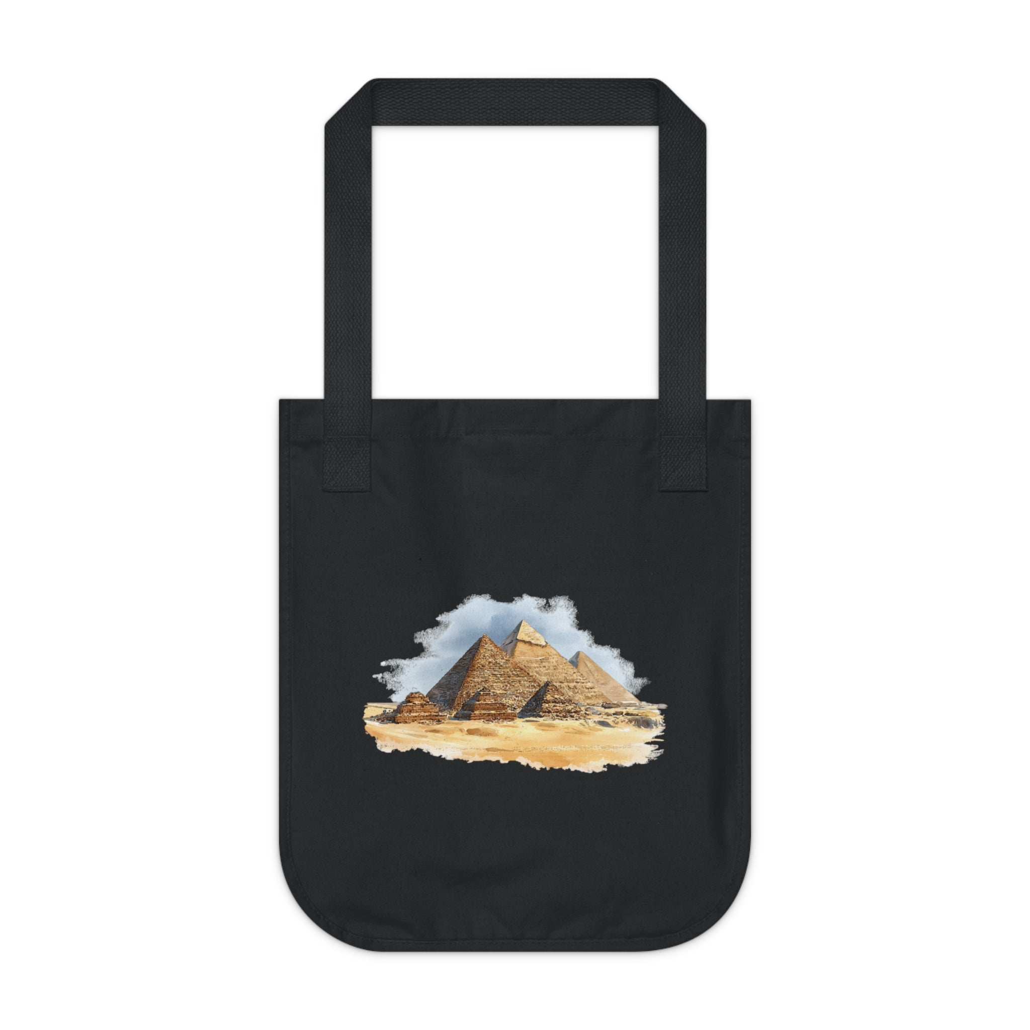Canvas Tote Bag — Watercolor Pyramids Travel Tote (Egypt Pyramid Illustration)