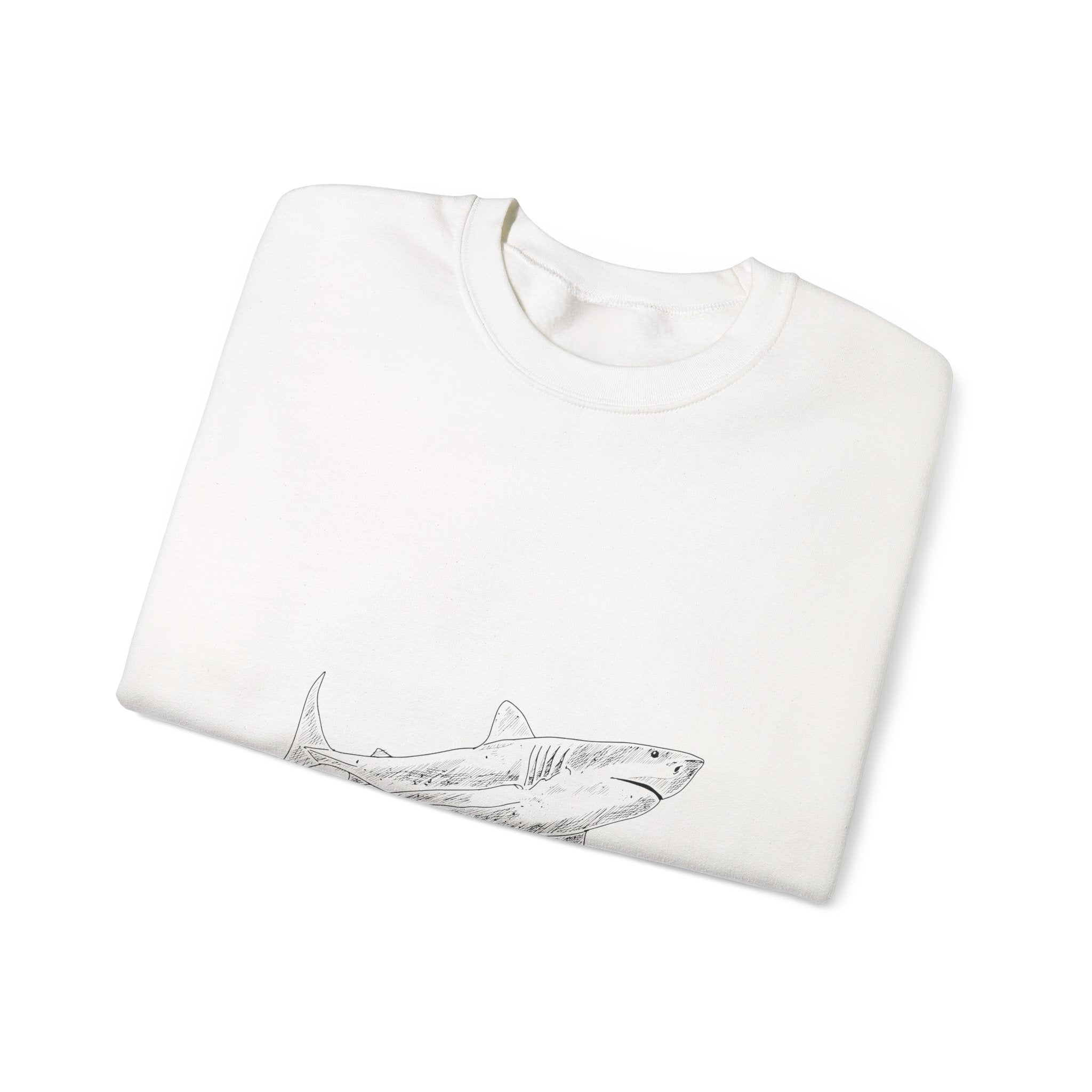 Shark Sketch Crewneck Sweatshirt — Minimal Ocean Graphic Pullover