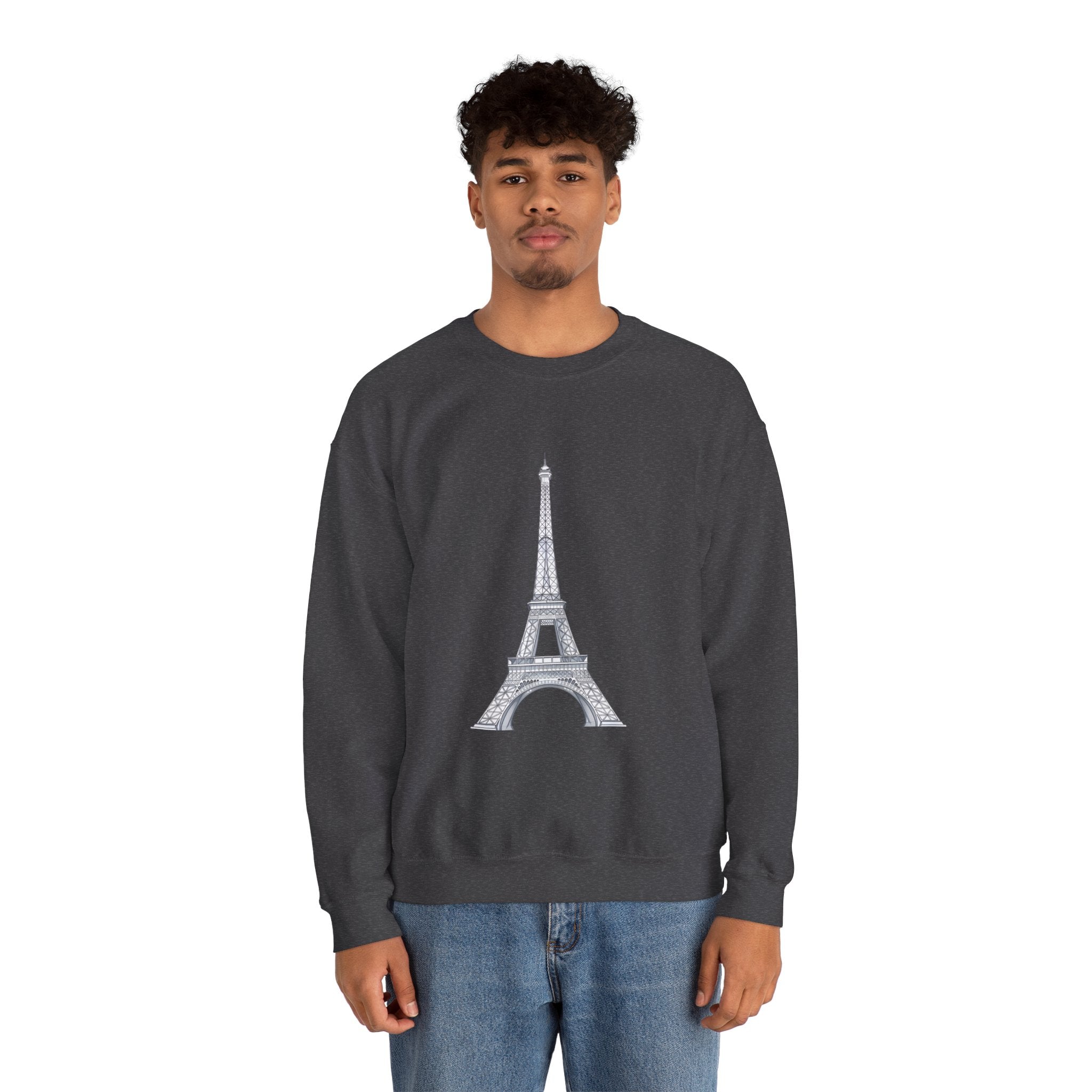 Eiffel Tower Graphic Crewneck Sweatshirt – Paris Skyline Pullover