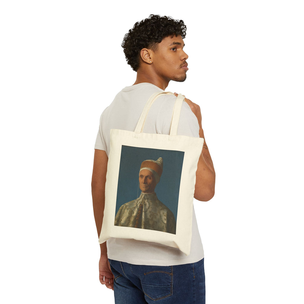 Doge Leonardo Loredan by Giovanni Bellini - Vintage Art Cotton Canvas Tote Bag