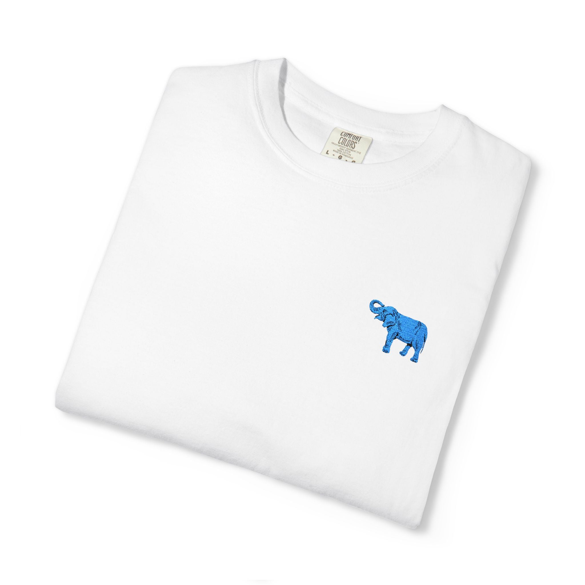Blue Elephant-Dyed Graphic T-Shirt with Blue Design