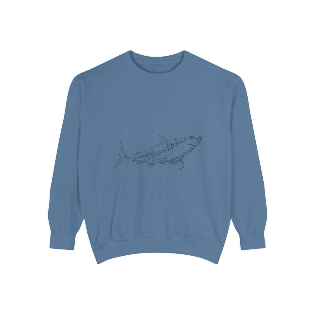 Shark Sketch Sweatshirt — Minimal Ocean Graphic Pullover