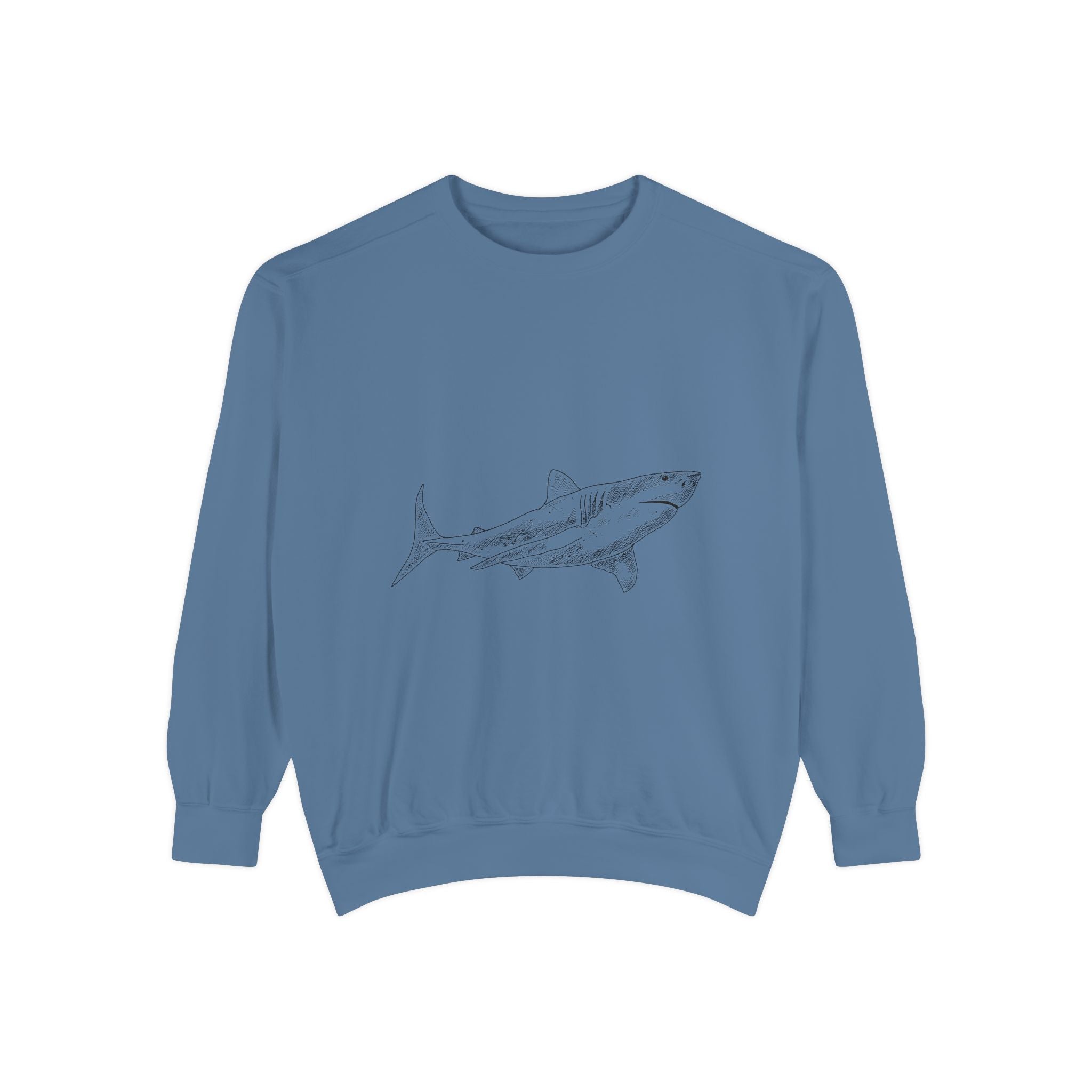 Shark Sketch Sweatshirt — Minimal Ocean Graphic Pullover