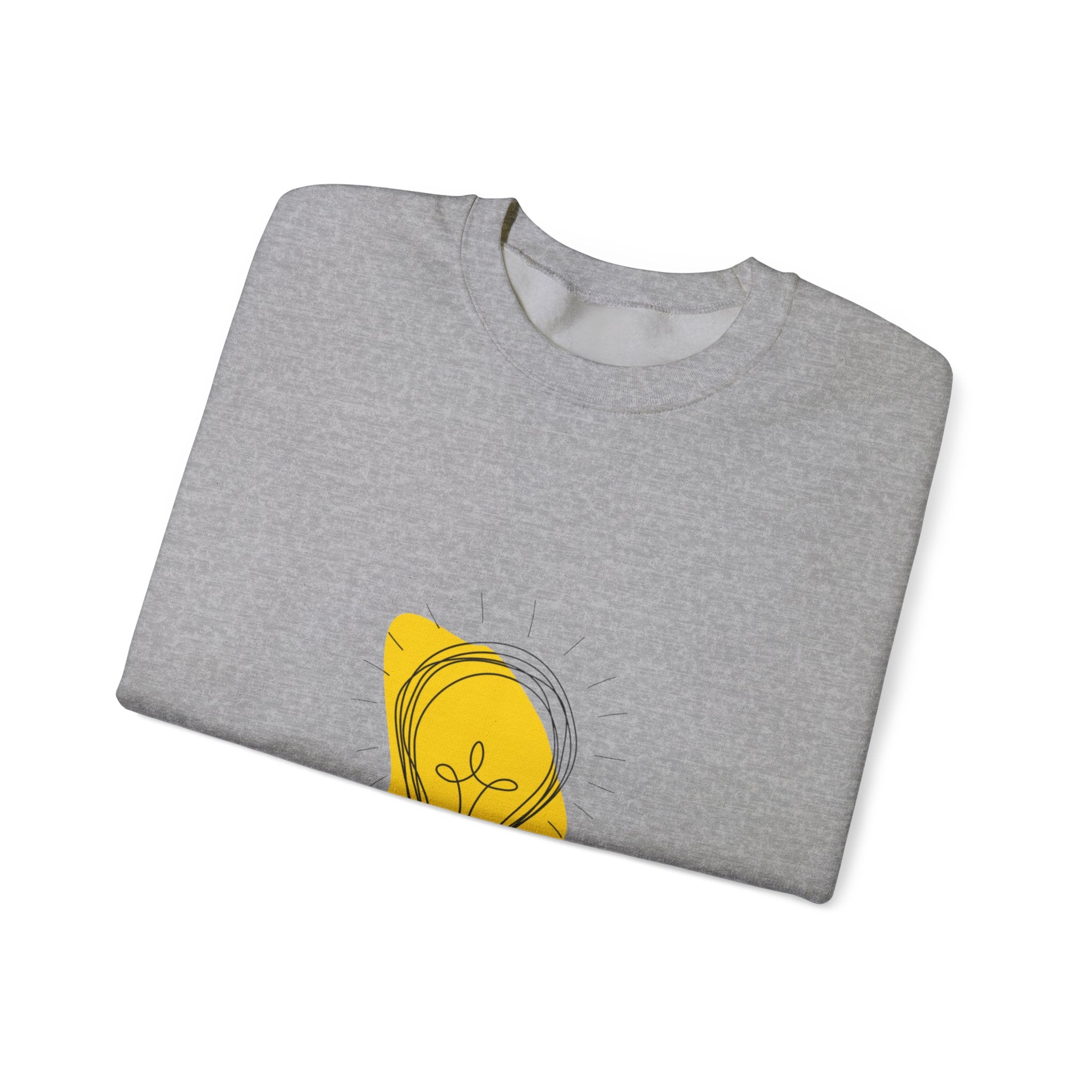 Lightbulb Sketch Crewneck Sweatshirt — Minimalist Yellow Idea Graphic